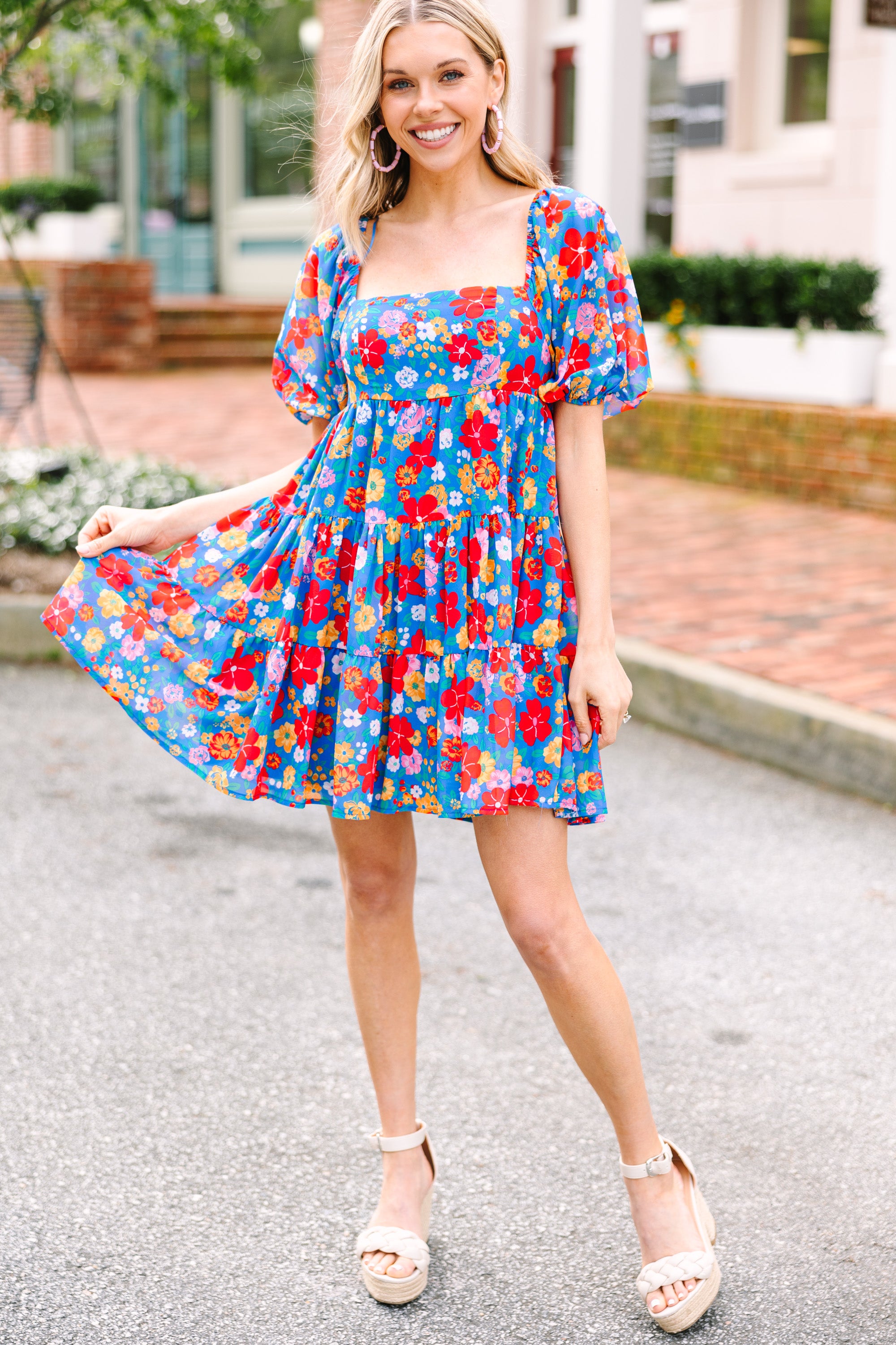 Enchanting Blue Floral Babydoll Dream Dress