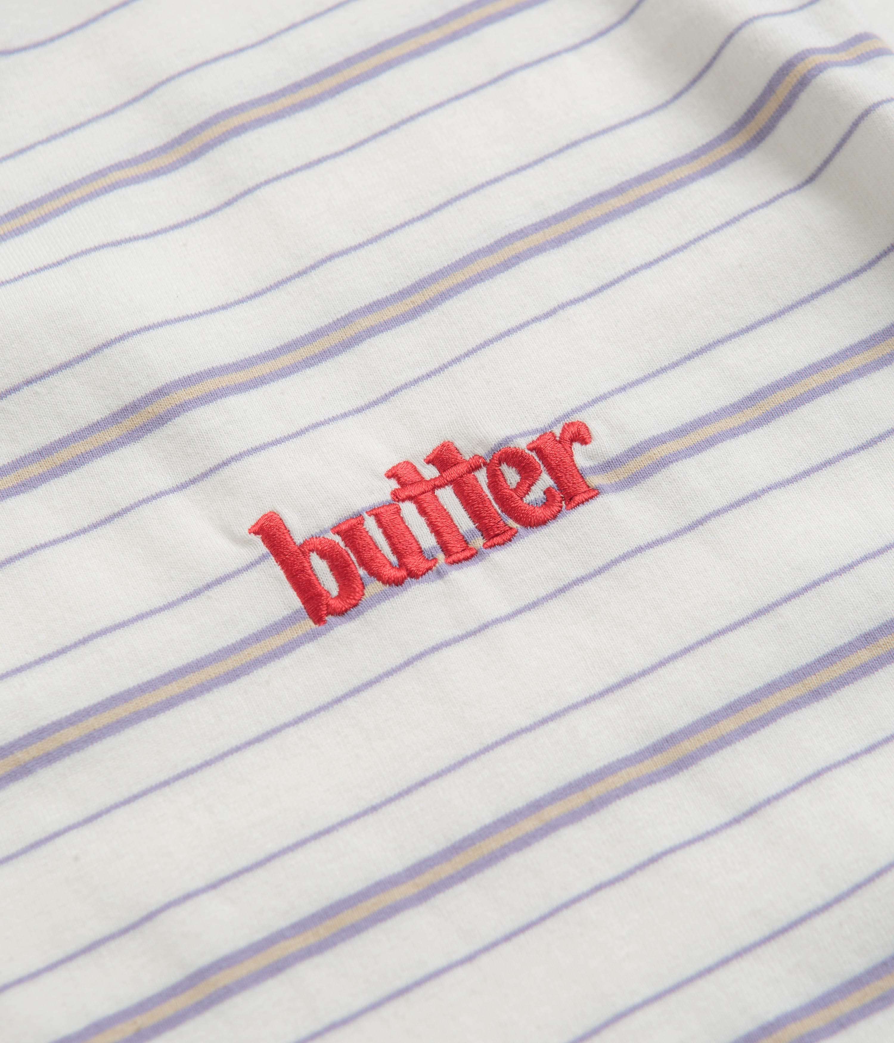 Butter Goods Park Stripe T-Shirt - White / Slate / Sand: A Fashion Statement!