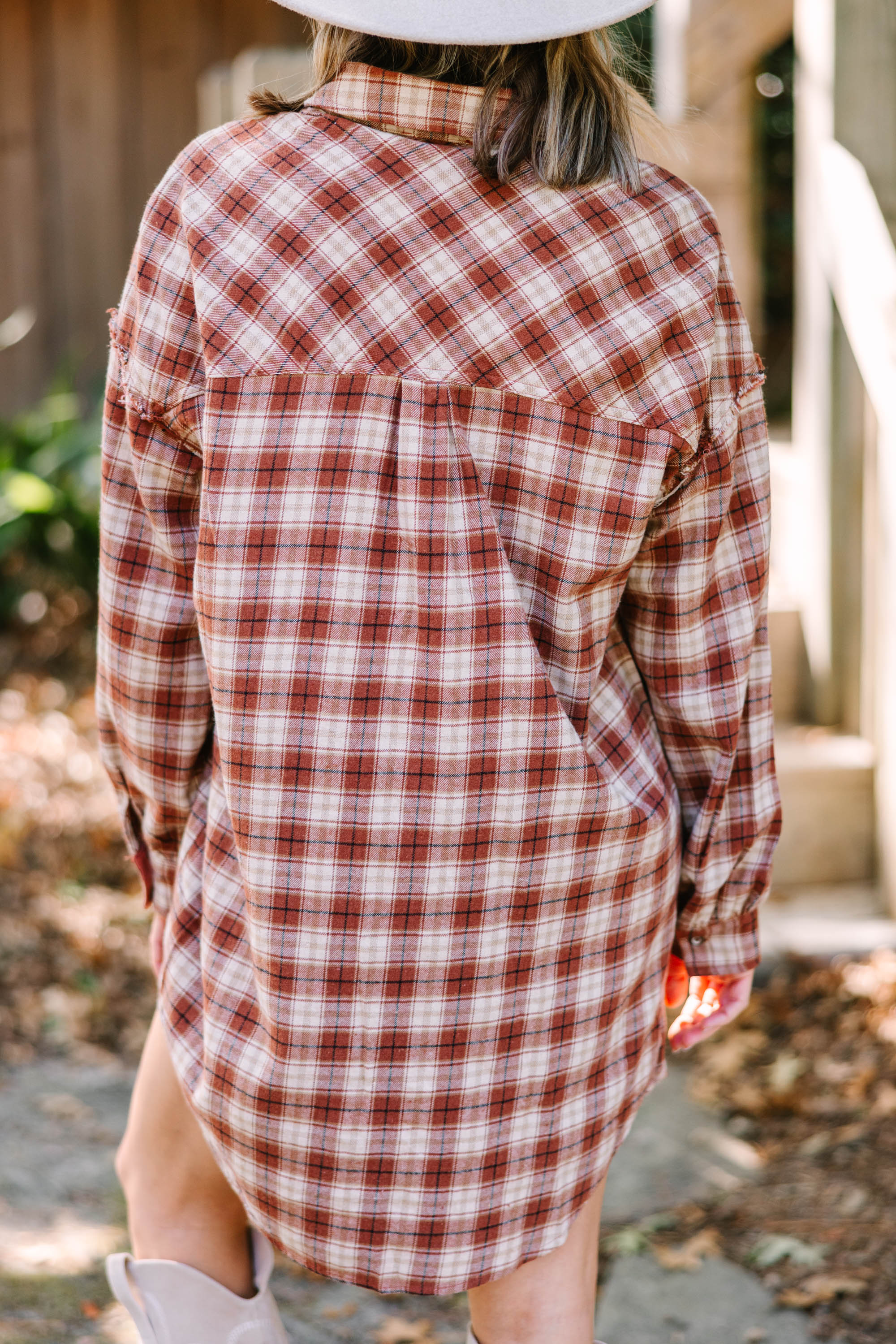 Indulge in Style: Mocha Brown Plaid Shirt Dress for Your Best Self