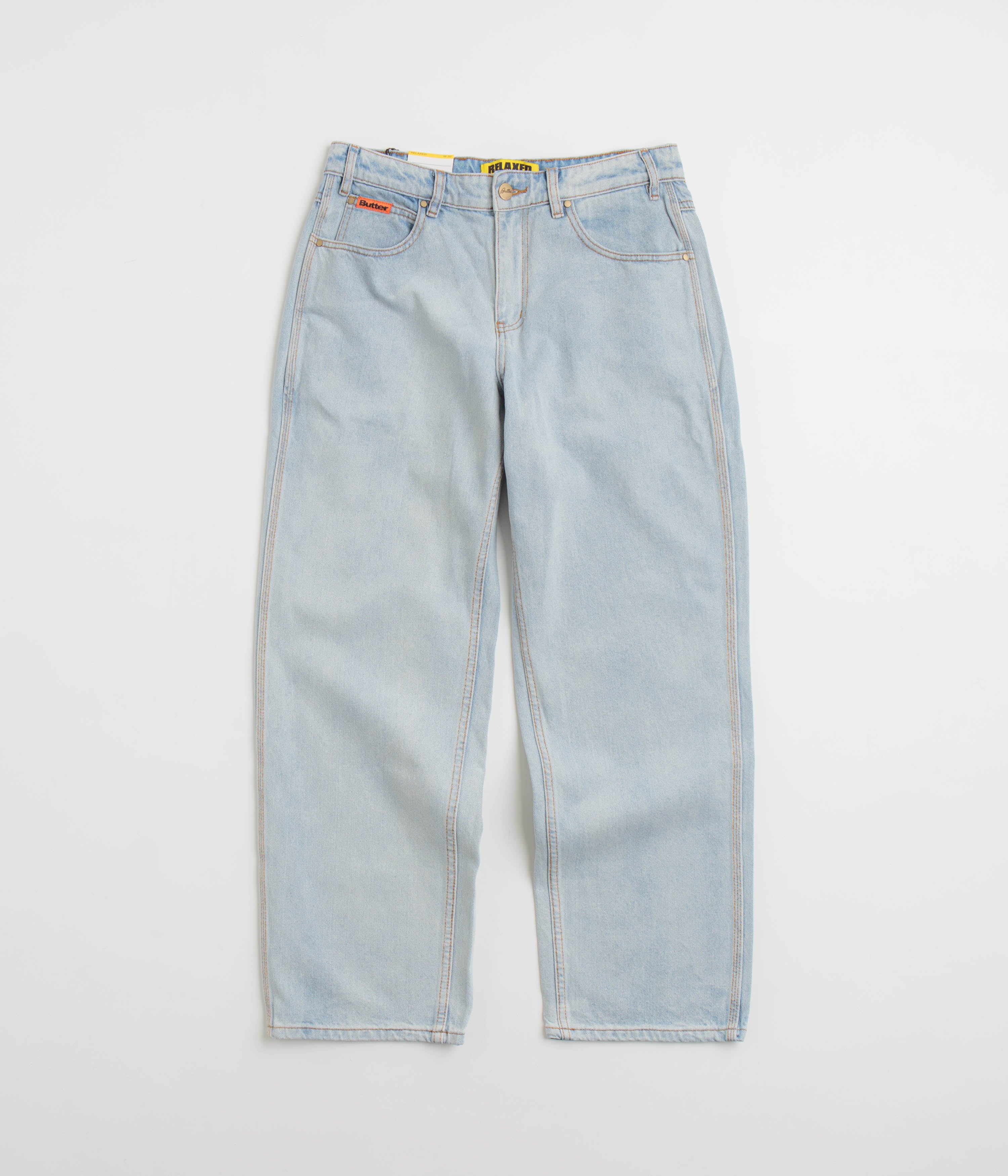 Butter Goods Stylish Relaxed Jeans - Light Blue & Orange