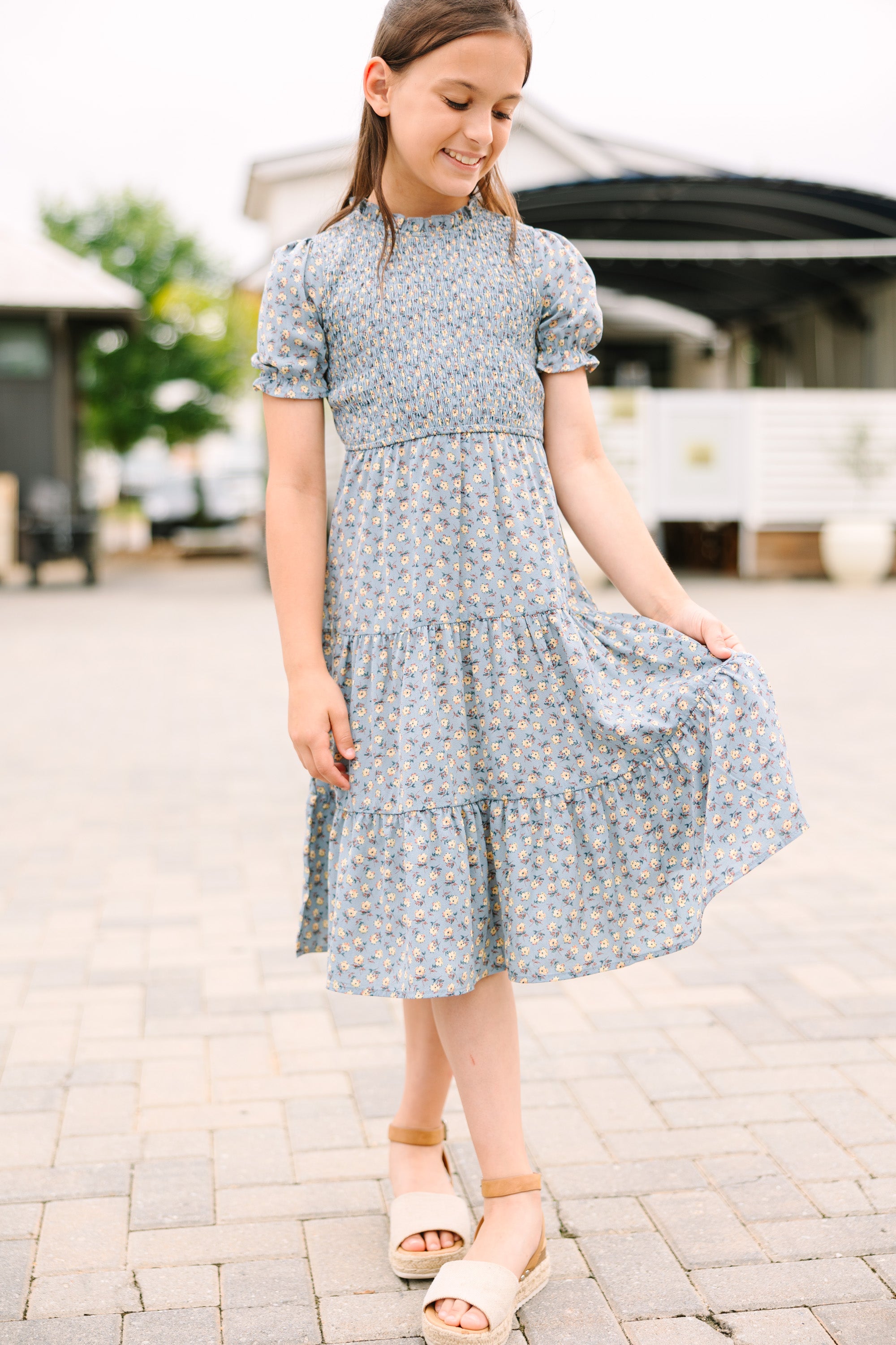 Irresistible Blue Floral Midi Dress for Fashion - Forward Girls