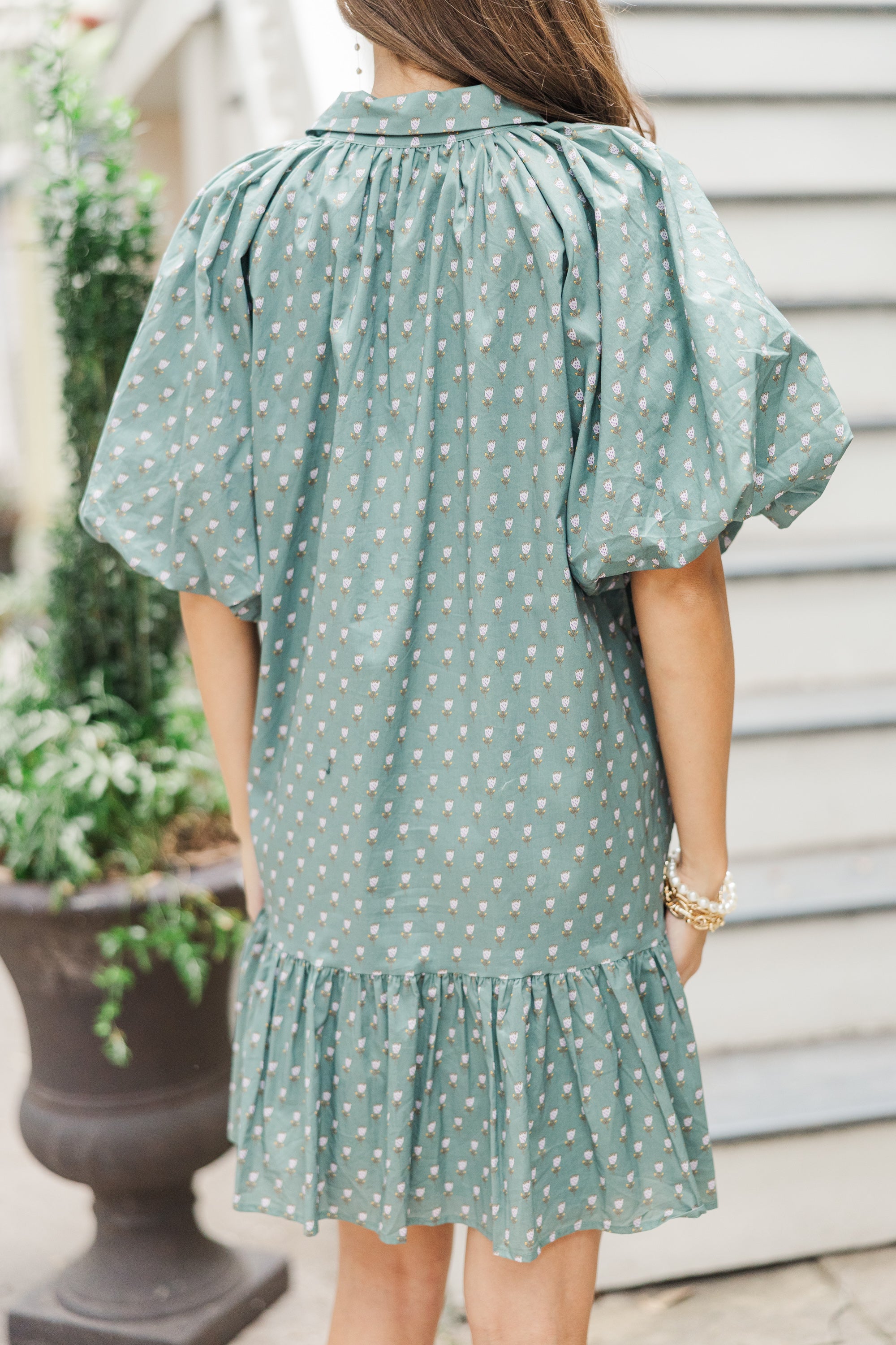 Aureum: Unleash Your Style with Eucalyptus Green Floral Dress