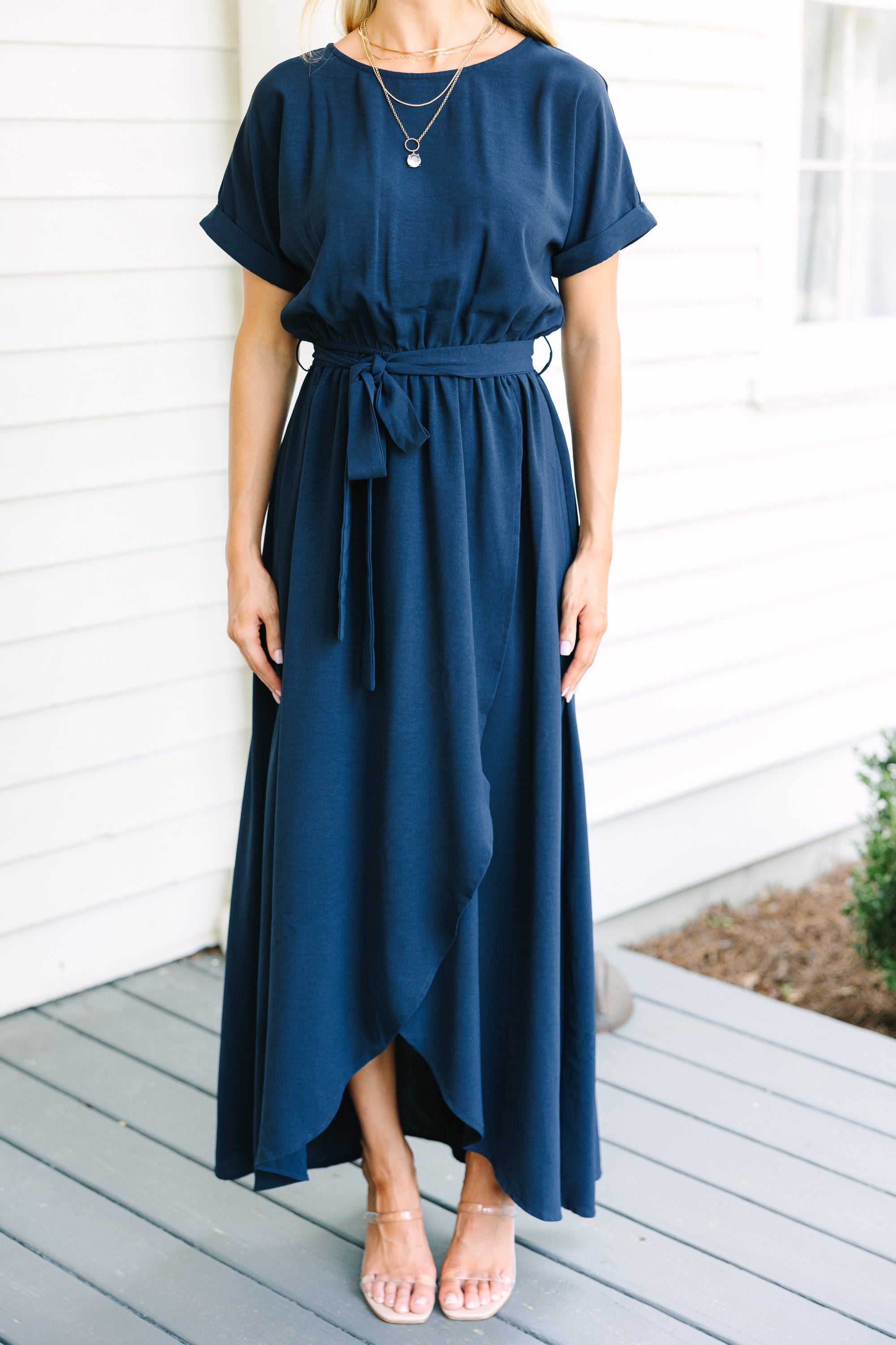 Stunning Navy Blue Midi Dress - Feel Fabulous!