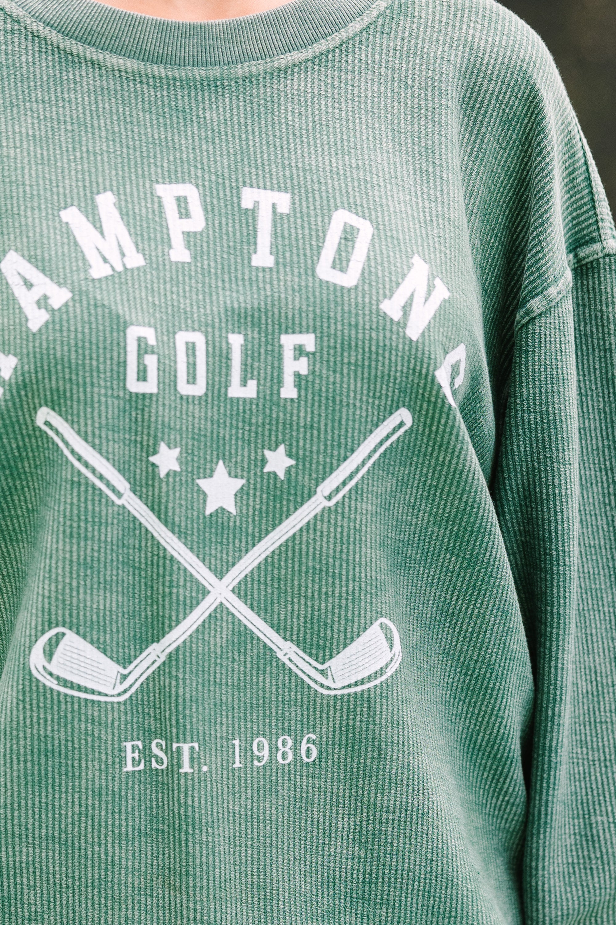 Hamptons Golf Green Corded Graphic Sweatshirt - Irresistible Summer Style