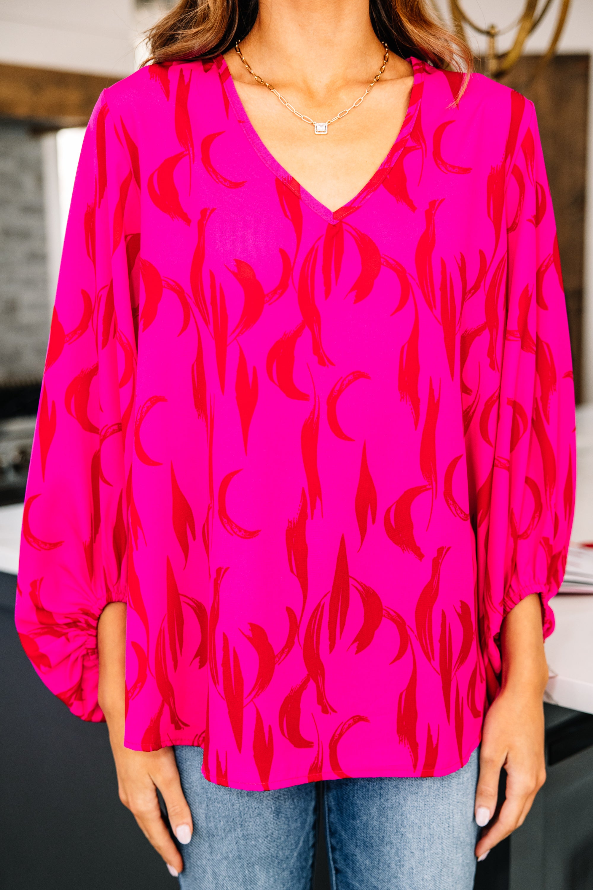 Stunning Hot Pink Abstract Blouse: A Game-Changer
