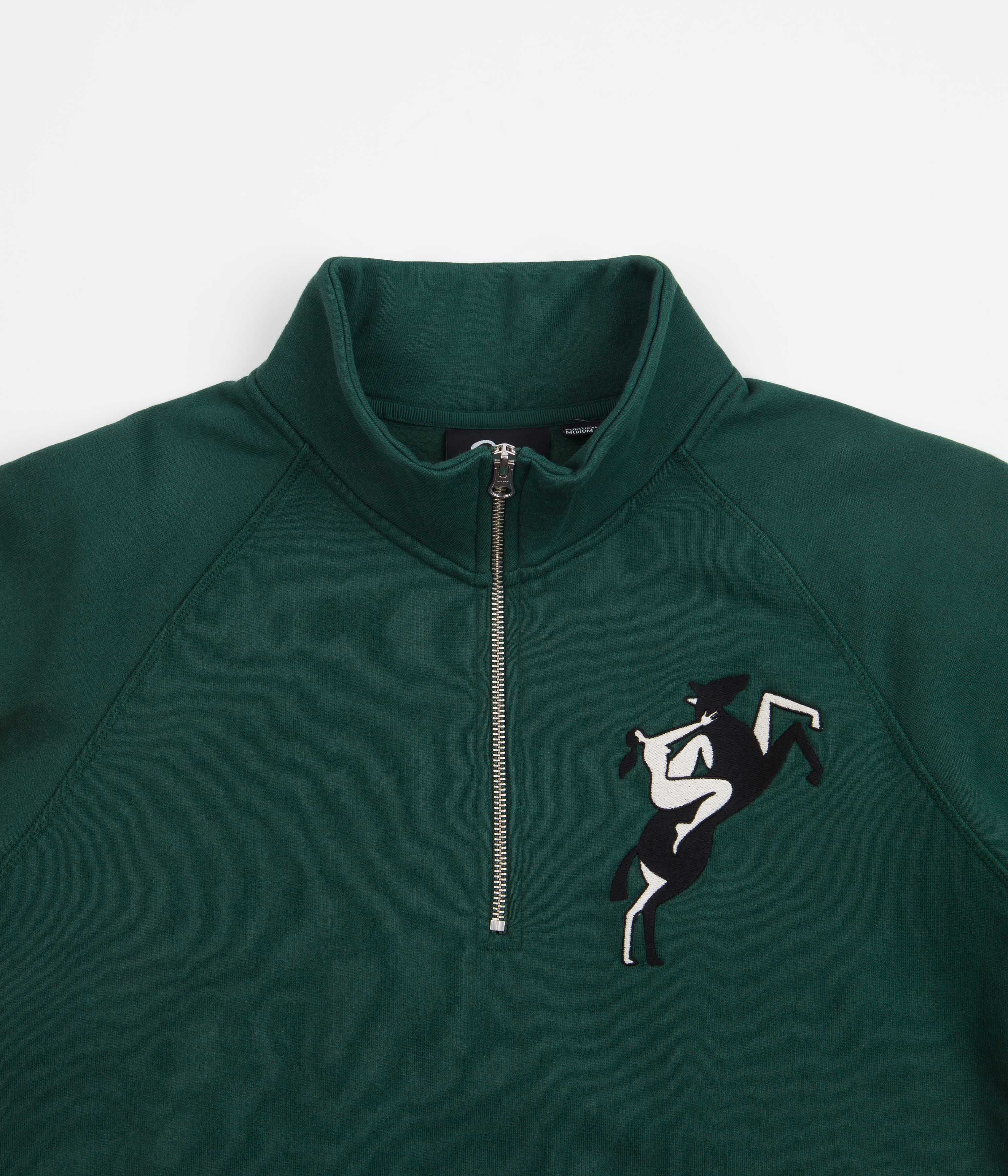 by Parra Life Experience Pine Green Half Zip Sweatshirt - A Must - Have!