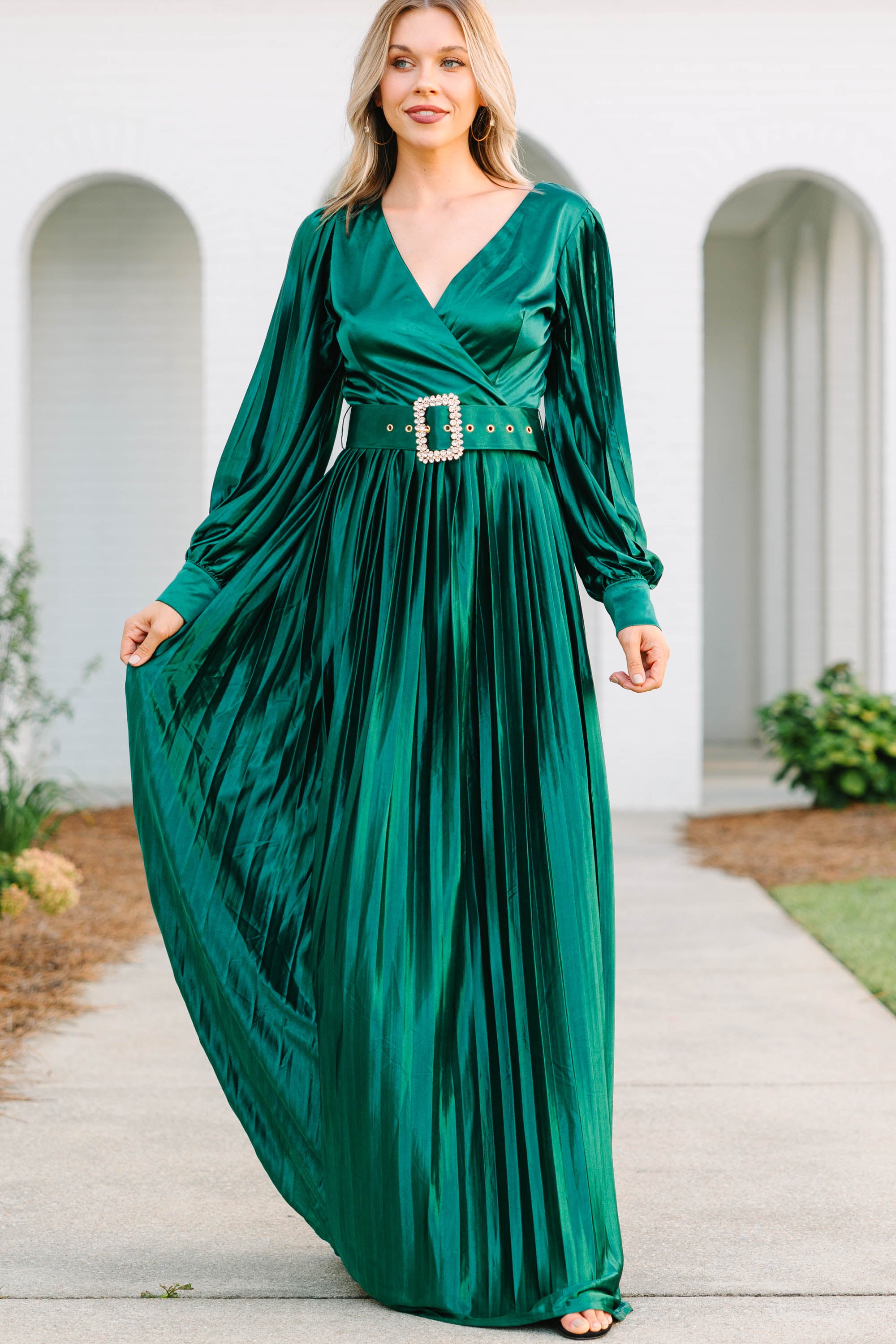 Enchanting Emerald Green Belted Maxi Dress - Feel Like Royalty!