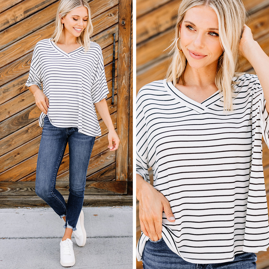 Stunning Good Impressions White Striped Top