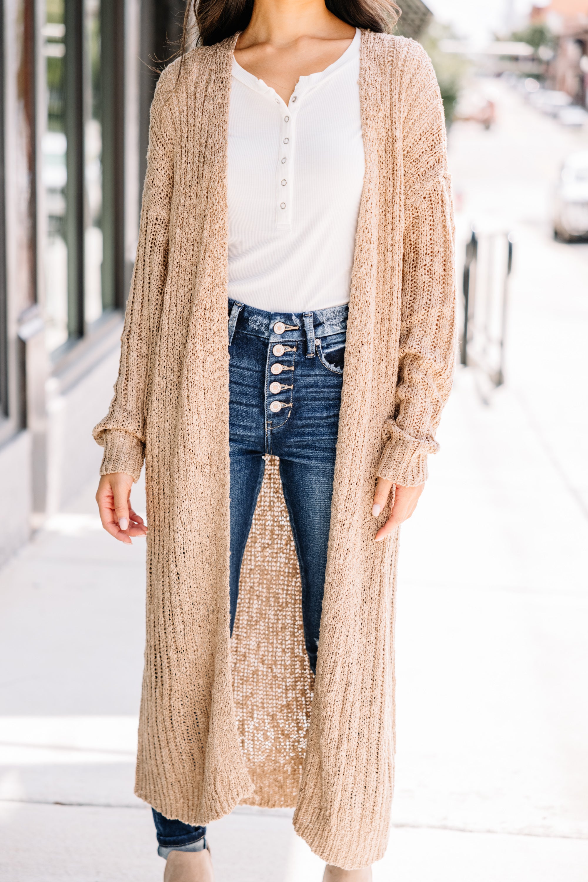 Irresistible Everyday Camel Brown Knit Cardigan