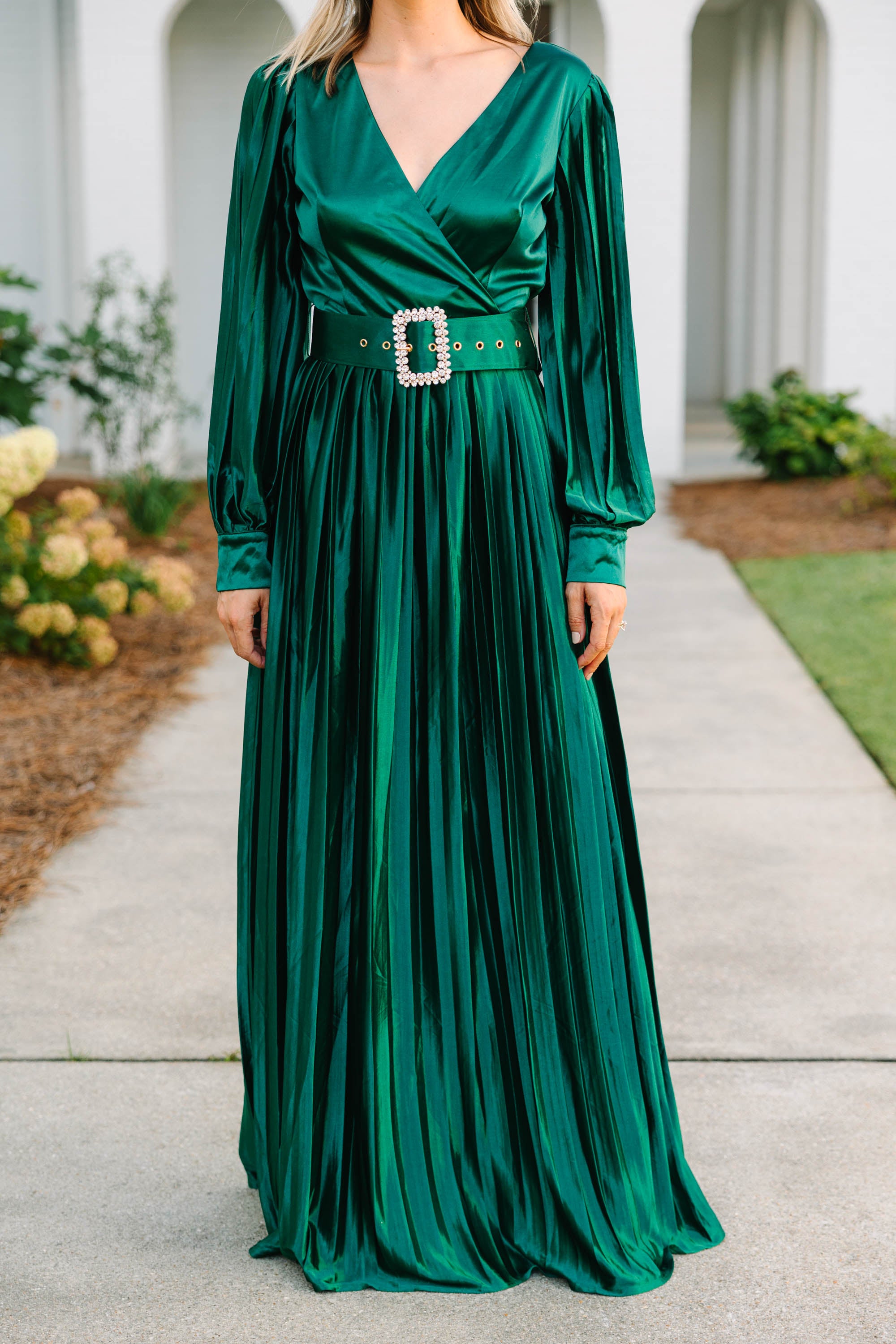 Enchanting Emerald Green Belted Maxi Dress - Feel Like Royalty!