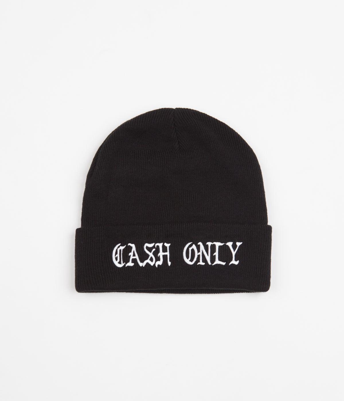 Stylish Cash Only Black Script Beanie - Grab Yours Now!