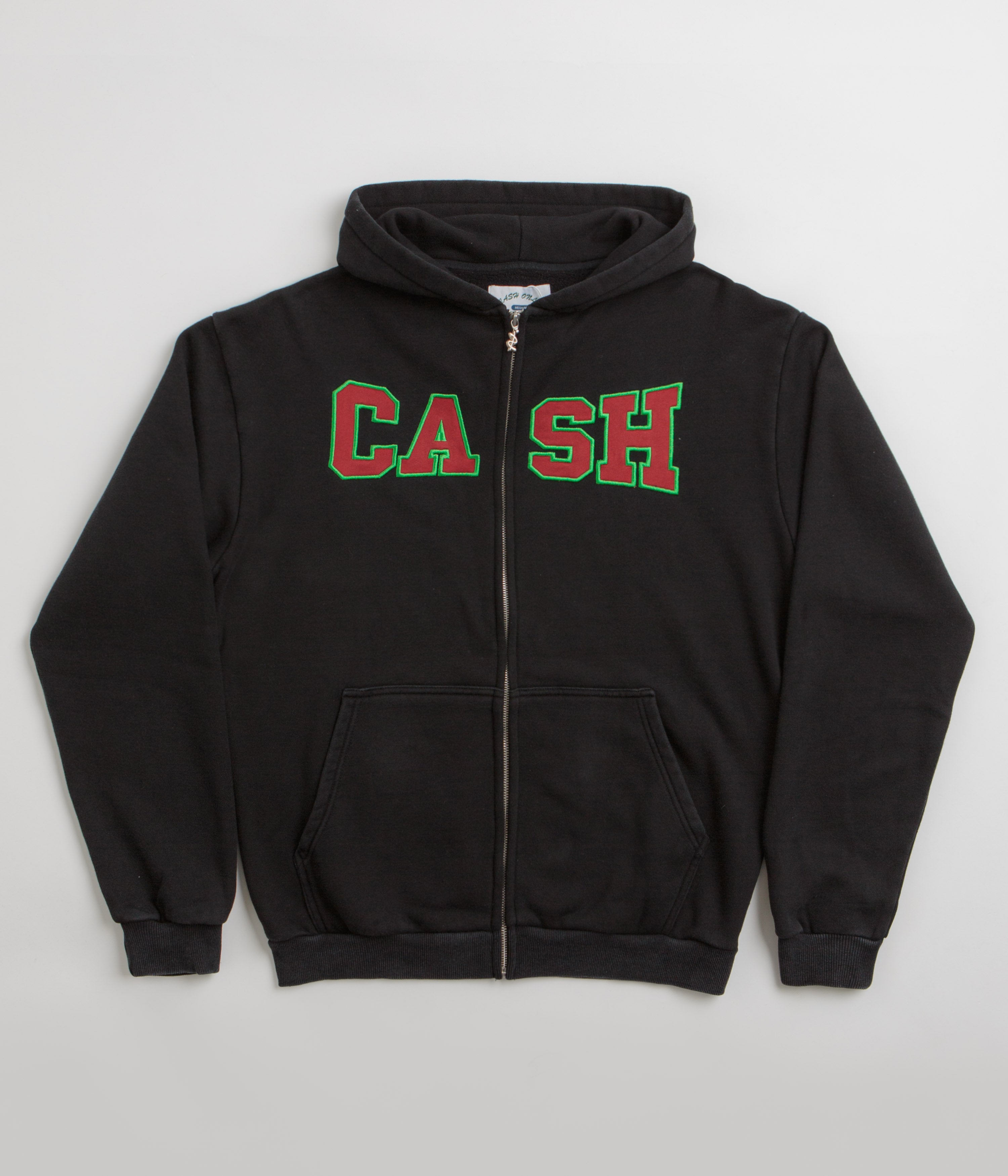 Cash Only Campus Zip-Thru Hoodie - Stylish Washed Black