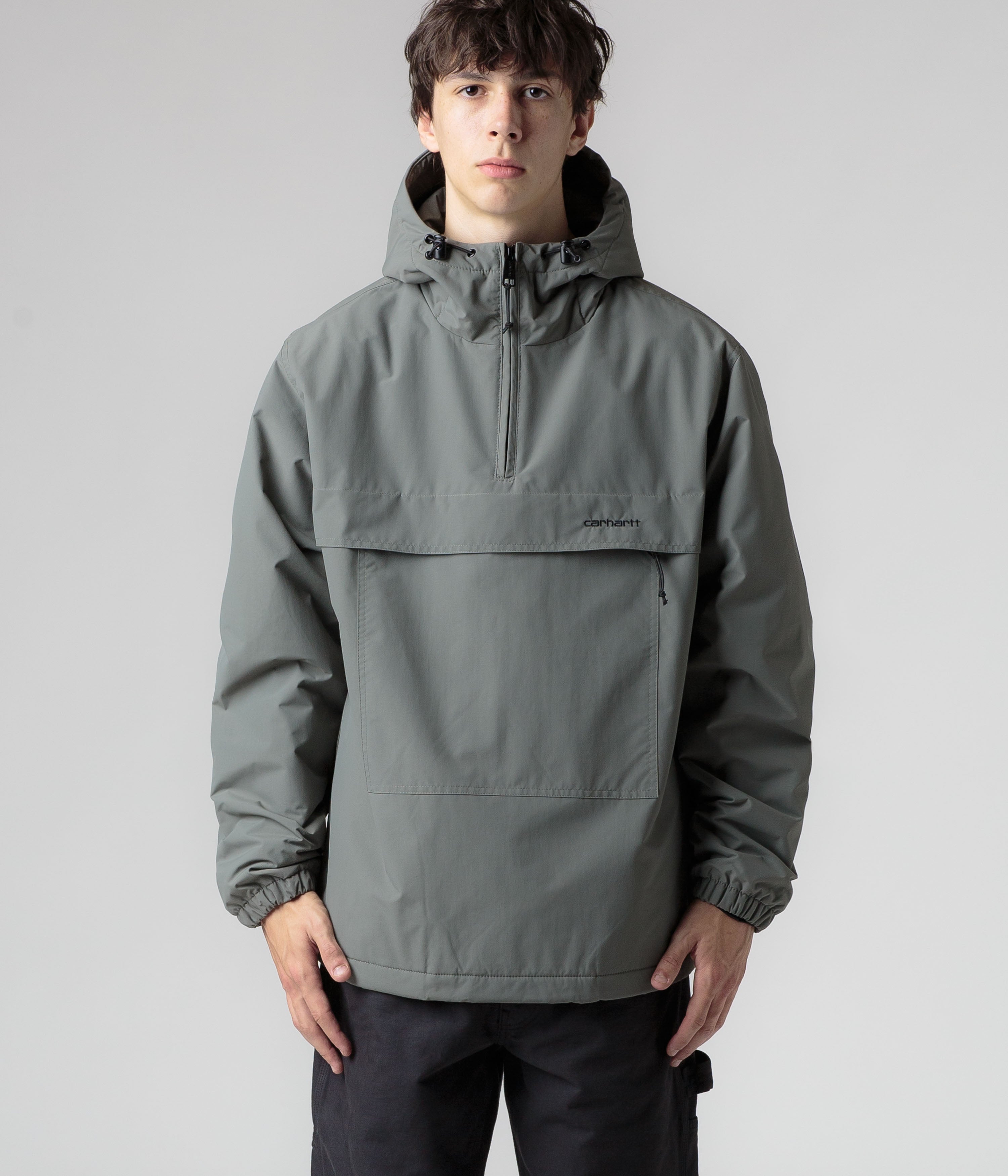 Carhartt Smoke Green/Black Windbreaker Pullover Jacket - A Must-Have!