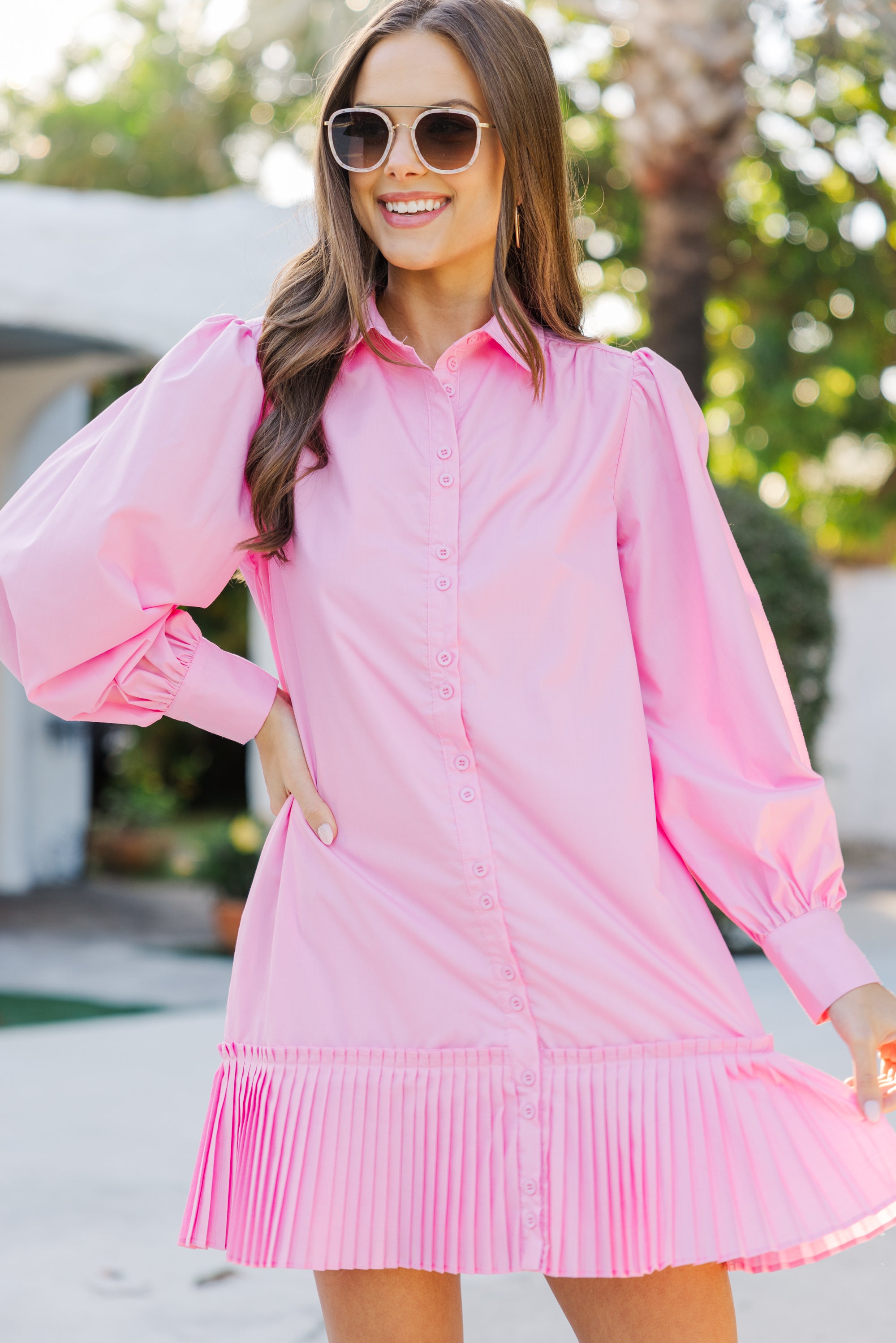 Enchanting Serene Light Pink Shirt Dress