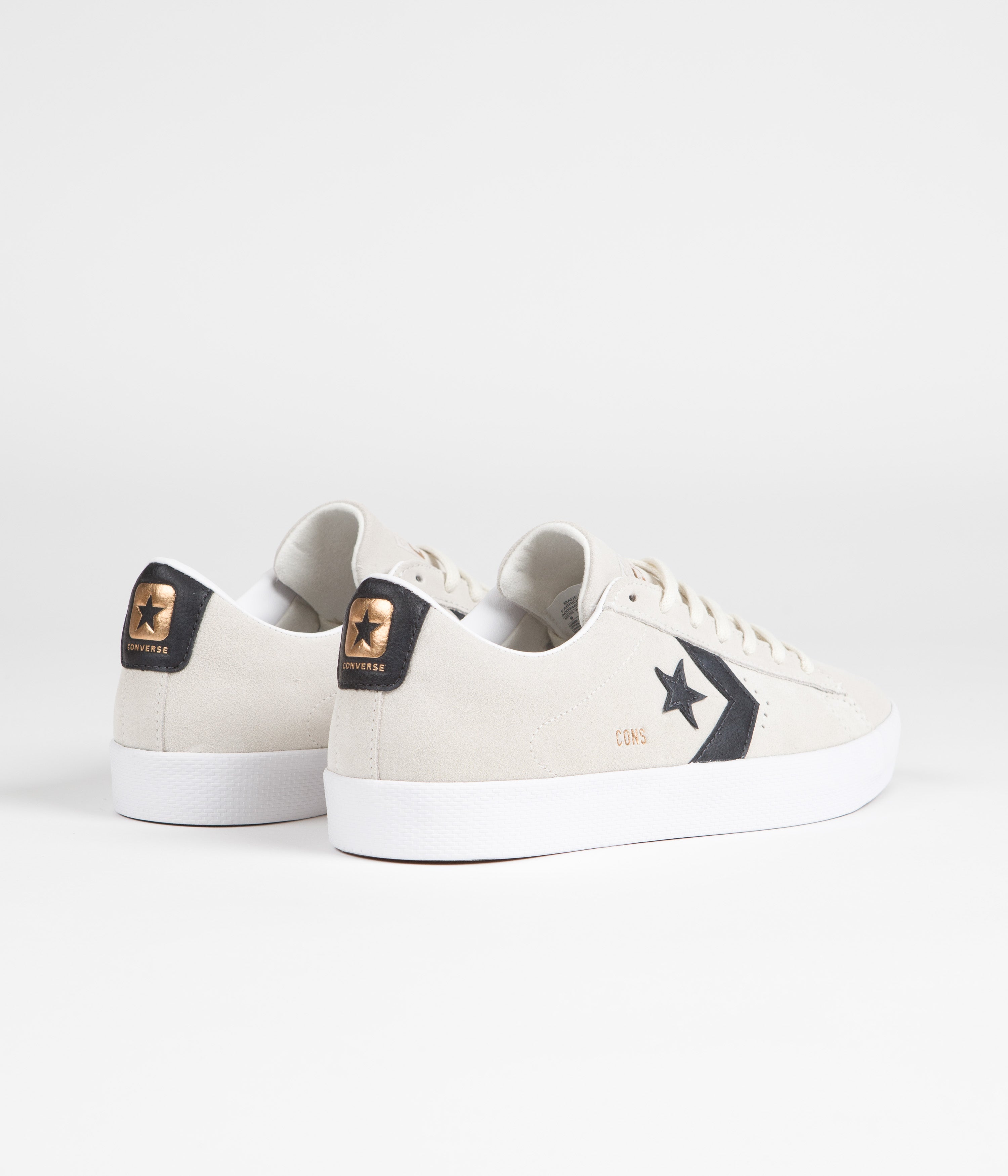 Converse Pro Leather Vulcanized Pro Ox Skate Shoes - Stunning Egret/Black Combo