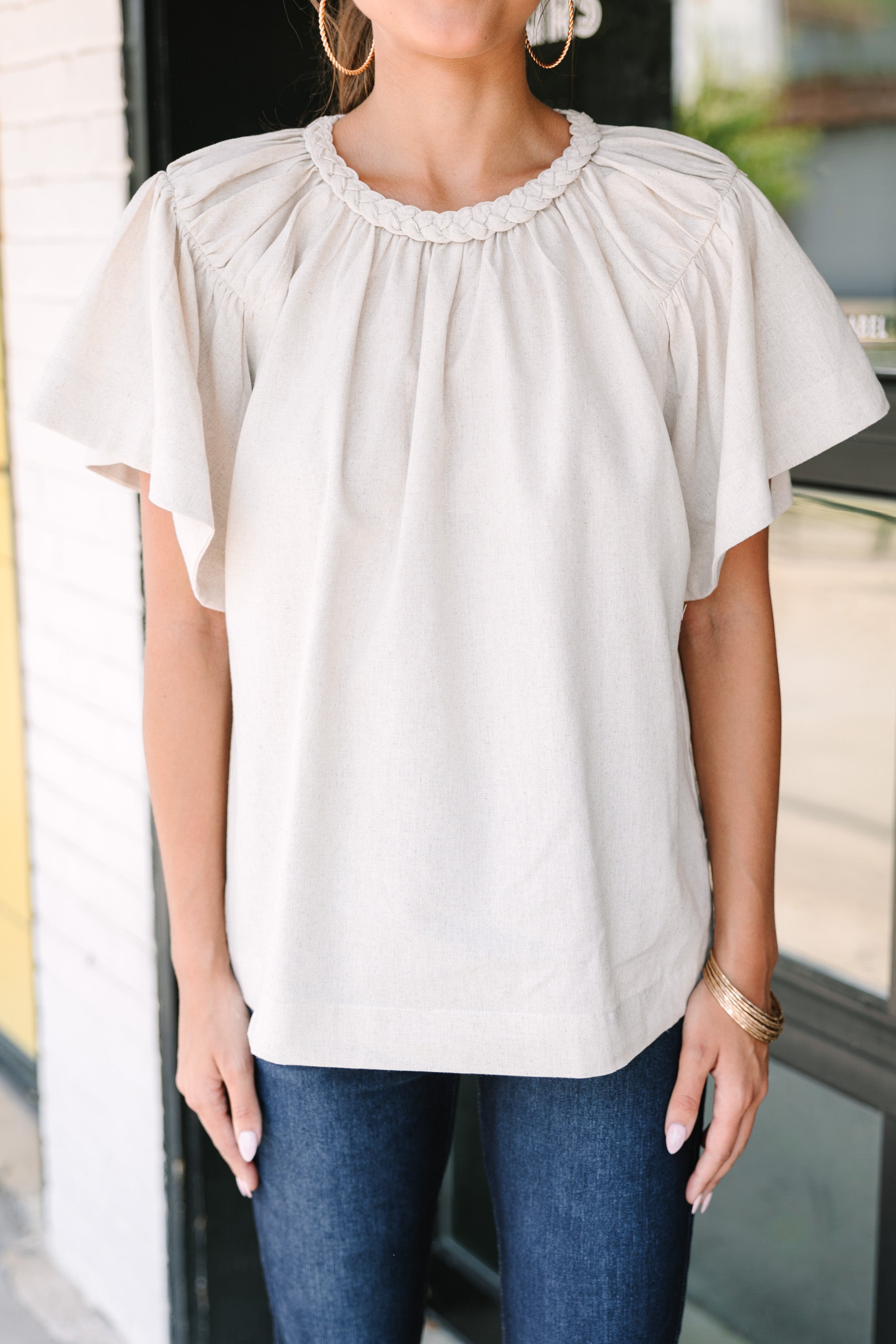 Good Times Oatmeal White Blouse - Timelessly Cute