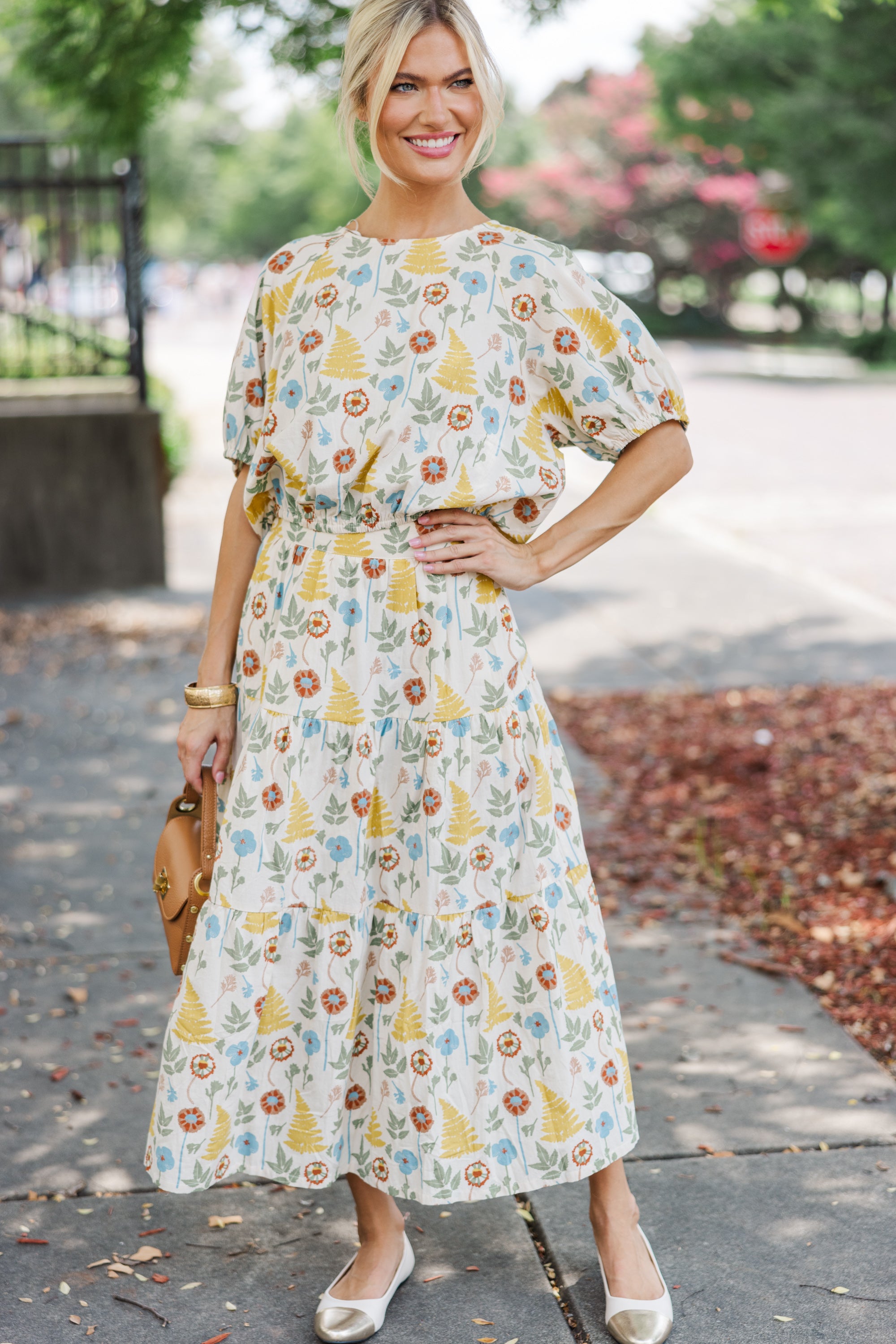 All I Need Natural Floral Cropped Blouse - A Must - Have for Fall!