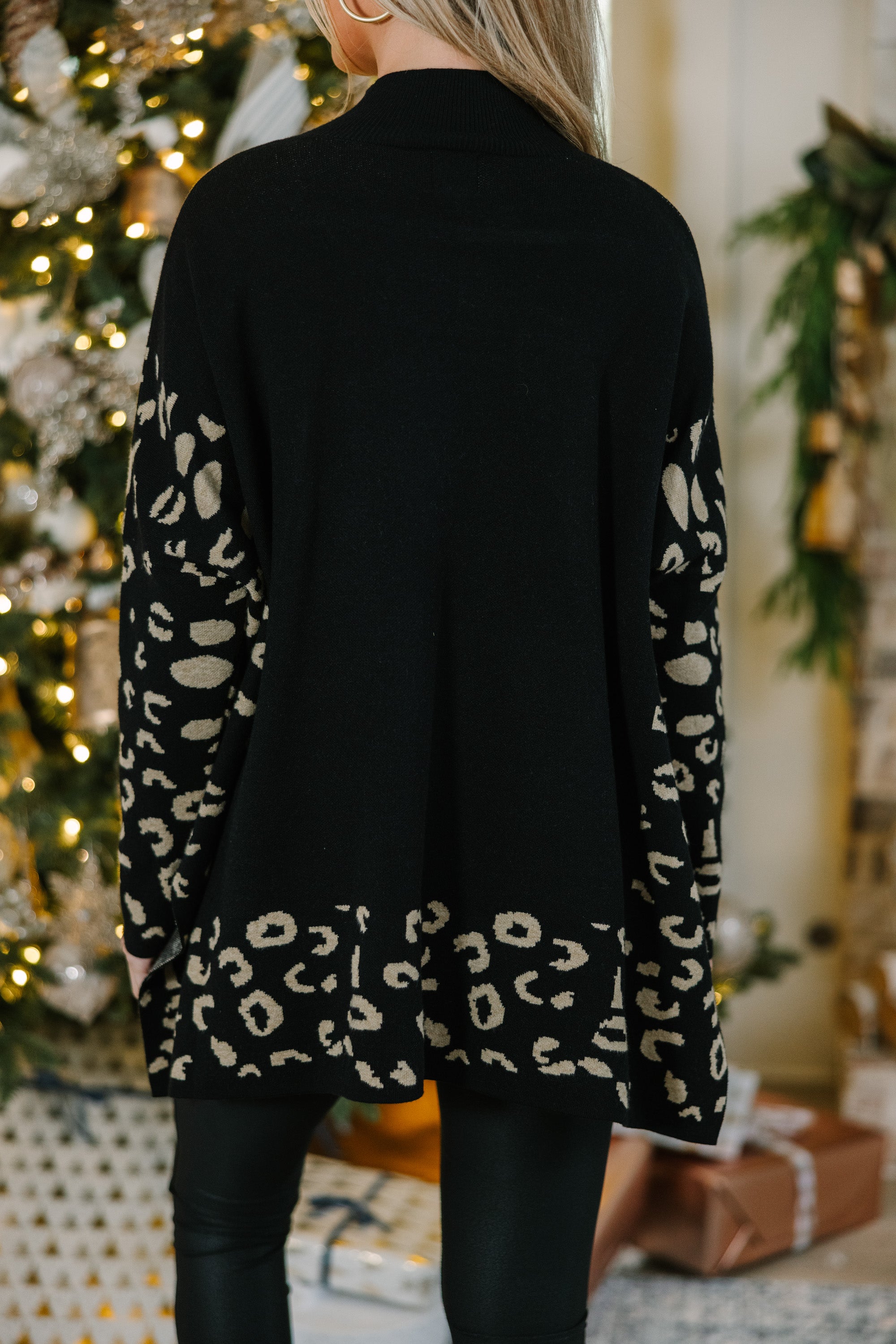 All In Theory Stunning Black Leopard Sweater Tunic - A Must - Have!