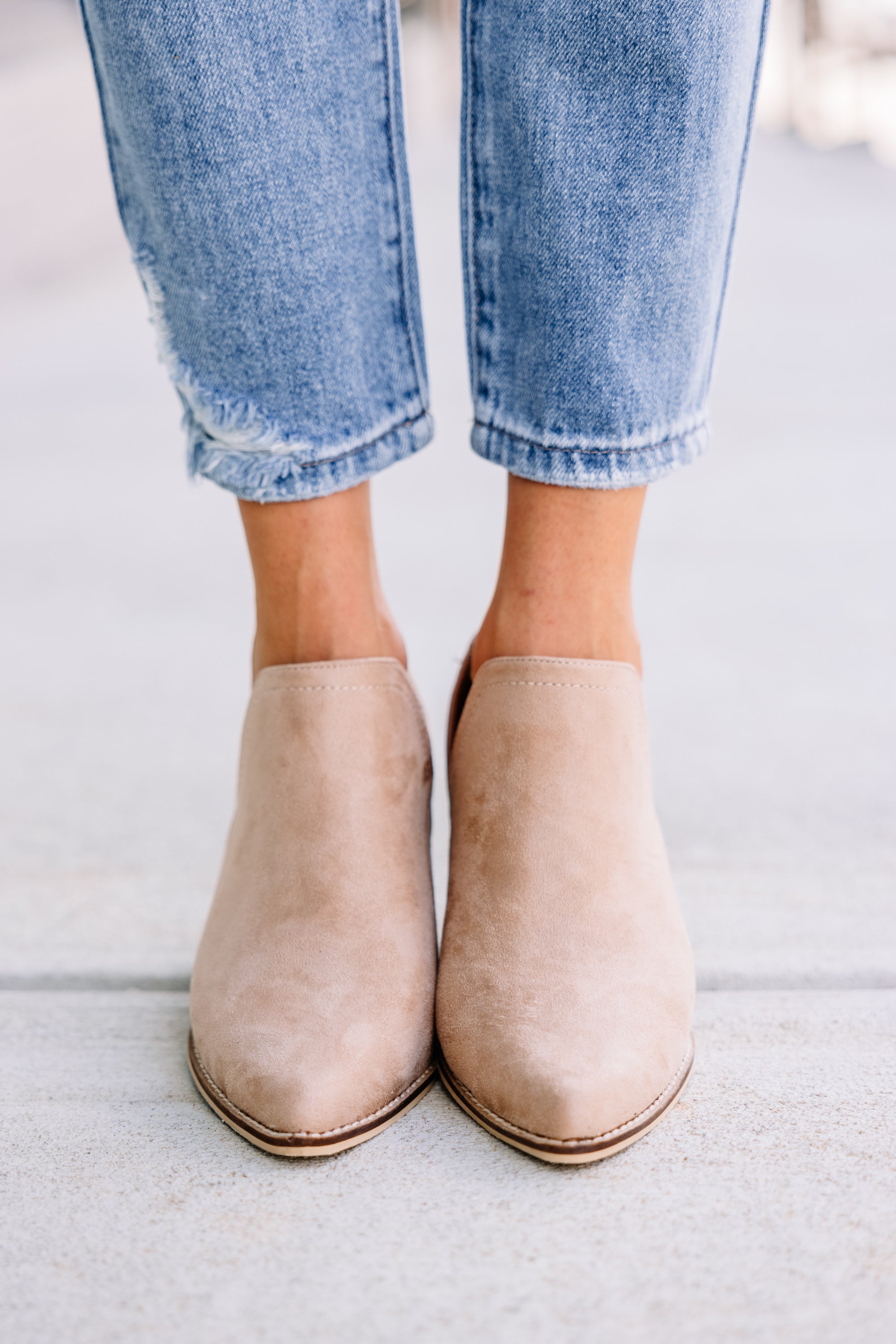 Be There Taupe Brown Side Cut Suede Booties - Fashion Must-Haves