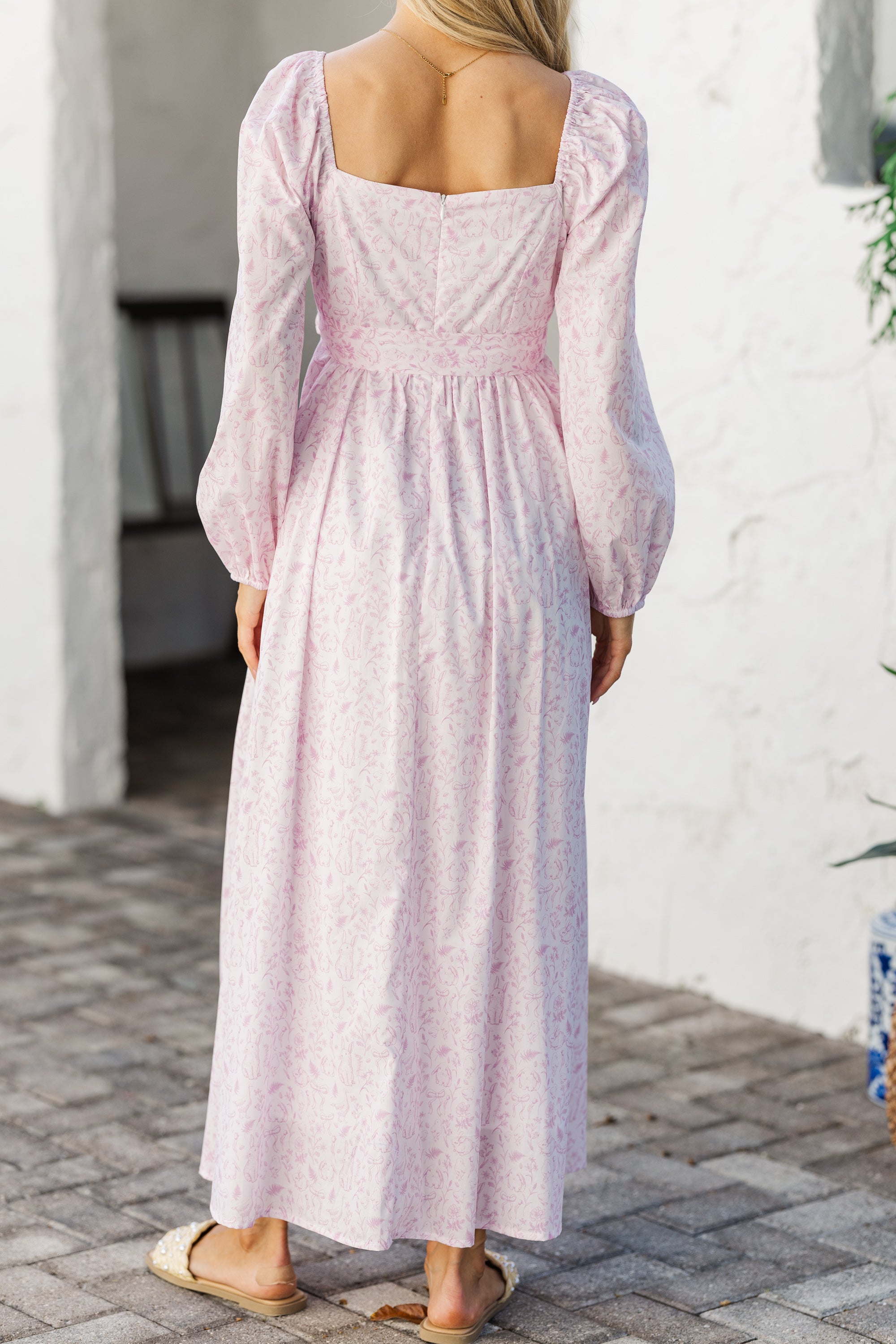 Gorgeously Sweet Pink Toile Midi Dress - Irresistible for Special Occasions