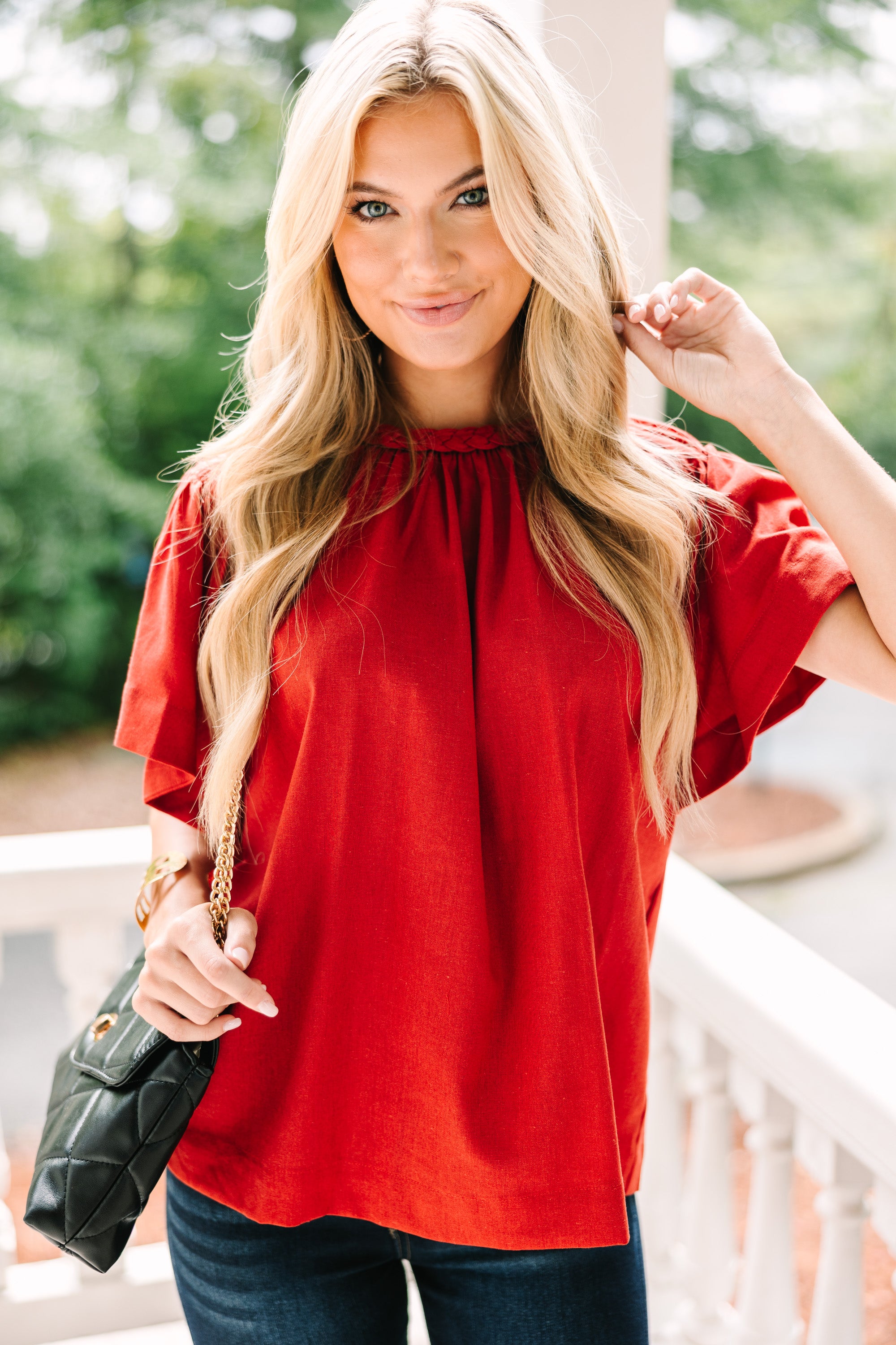 Good Times Rust Orange Charming Blouse