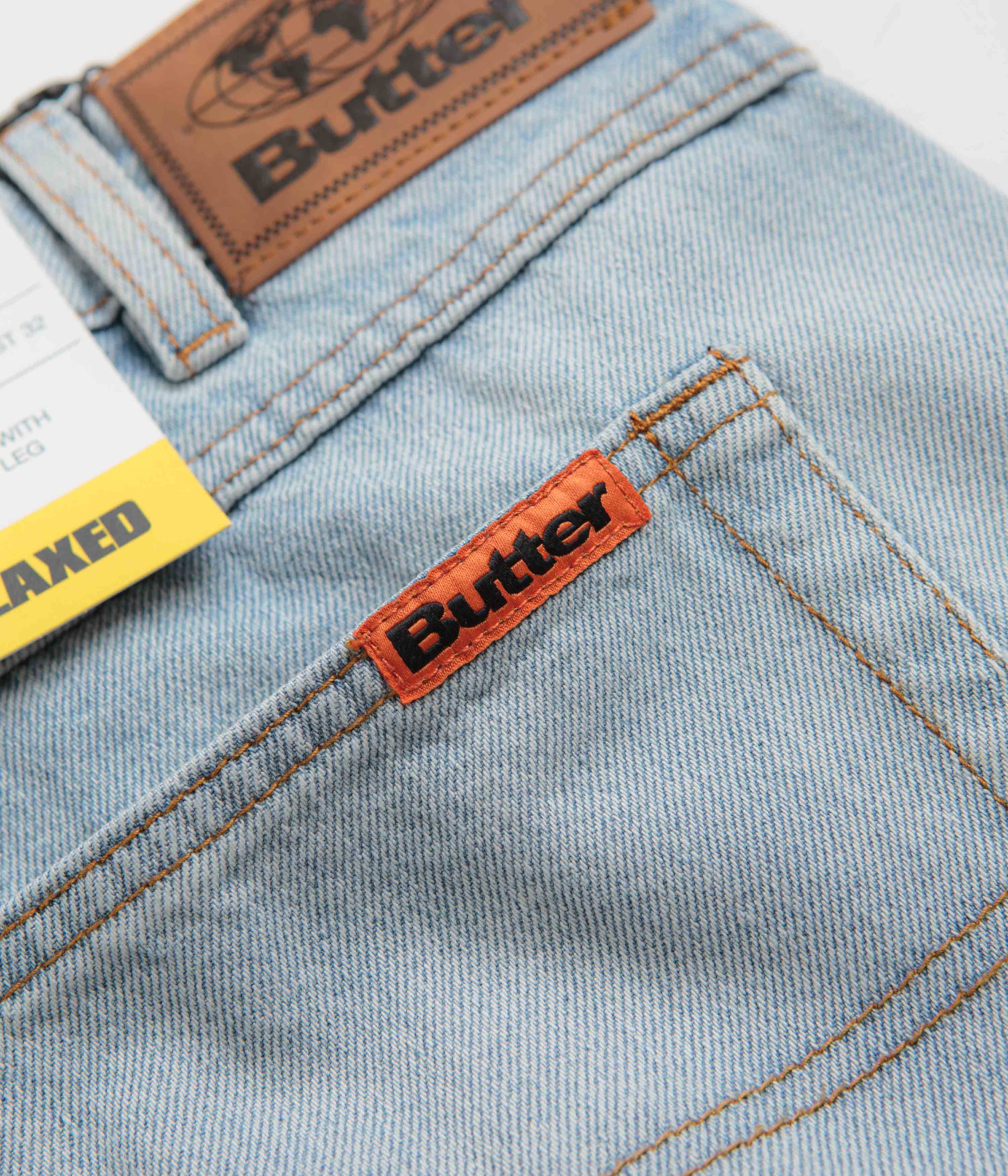 Butter Goods Stylish Relaxed Jeans - Light Blue & Orange