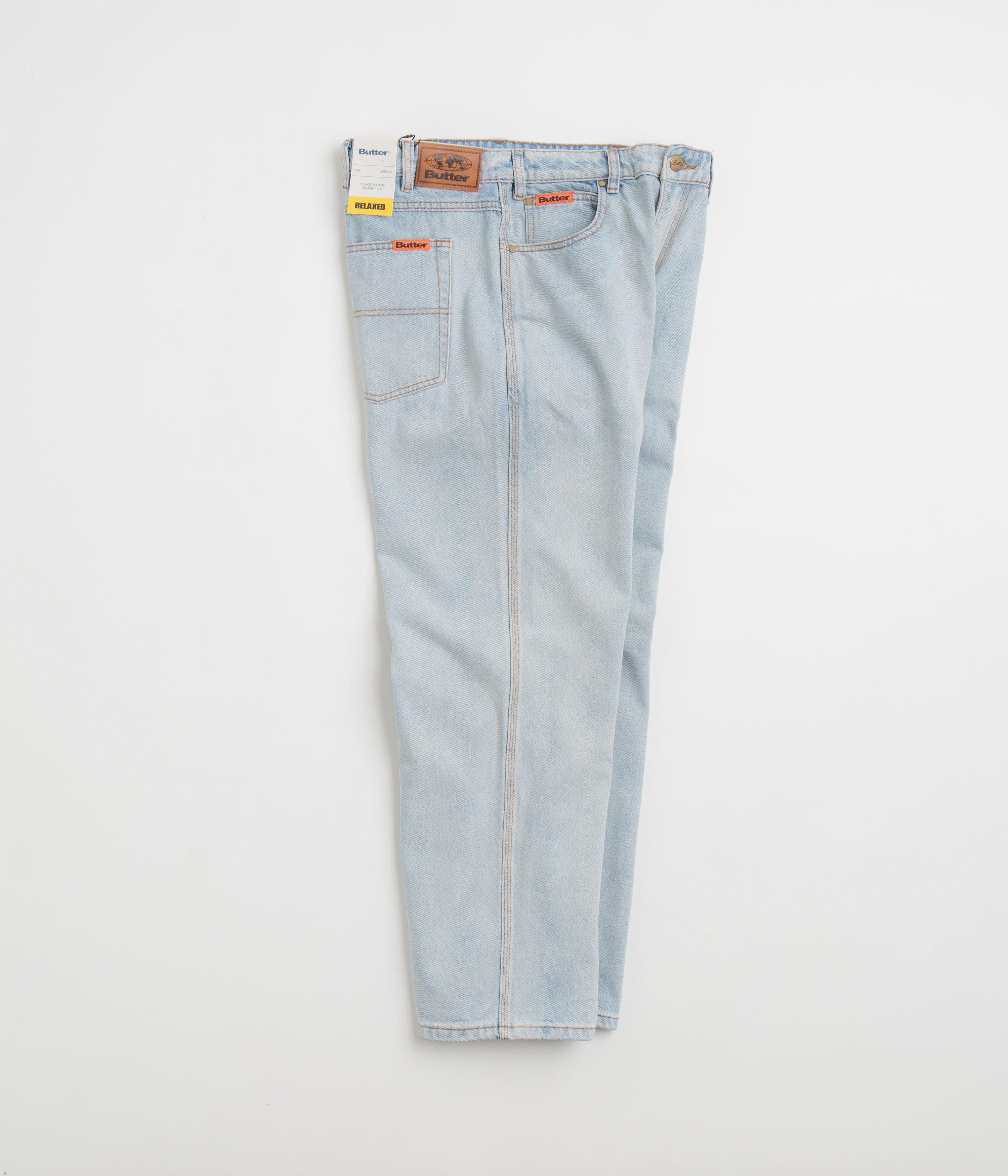 Butter Goods Stylish Relaxed Jeans - Light Blue & Orange
