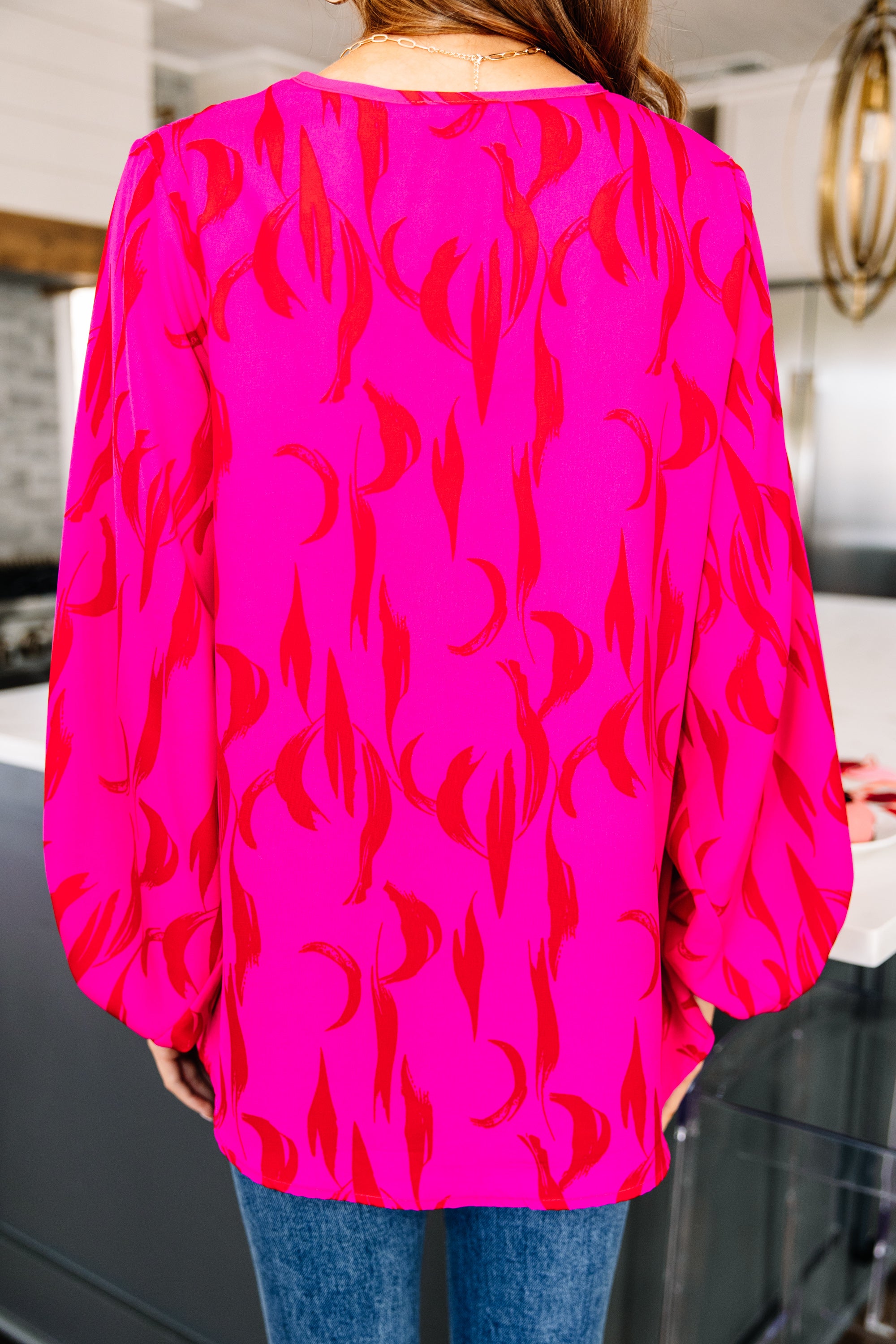Stunning Hot Pink Abstract Blouse: A Game-Changer