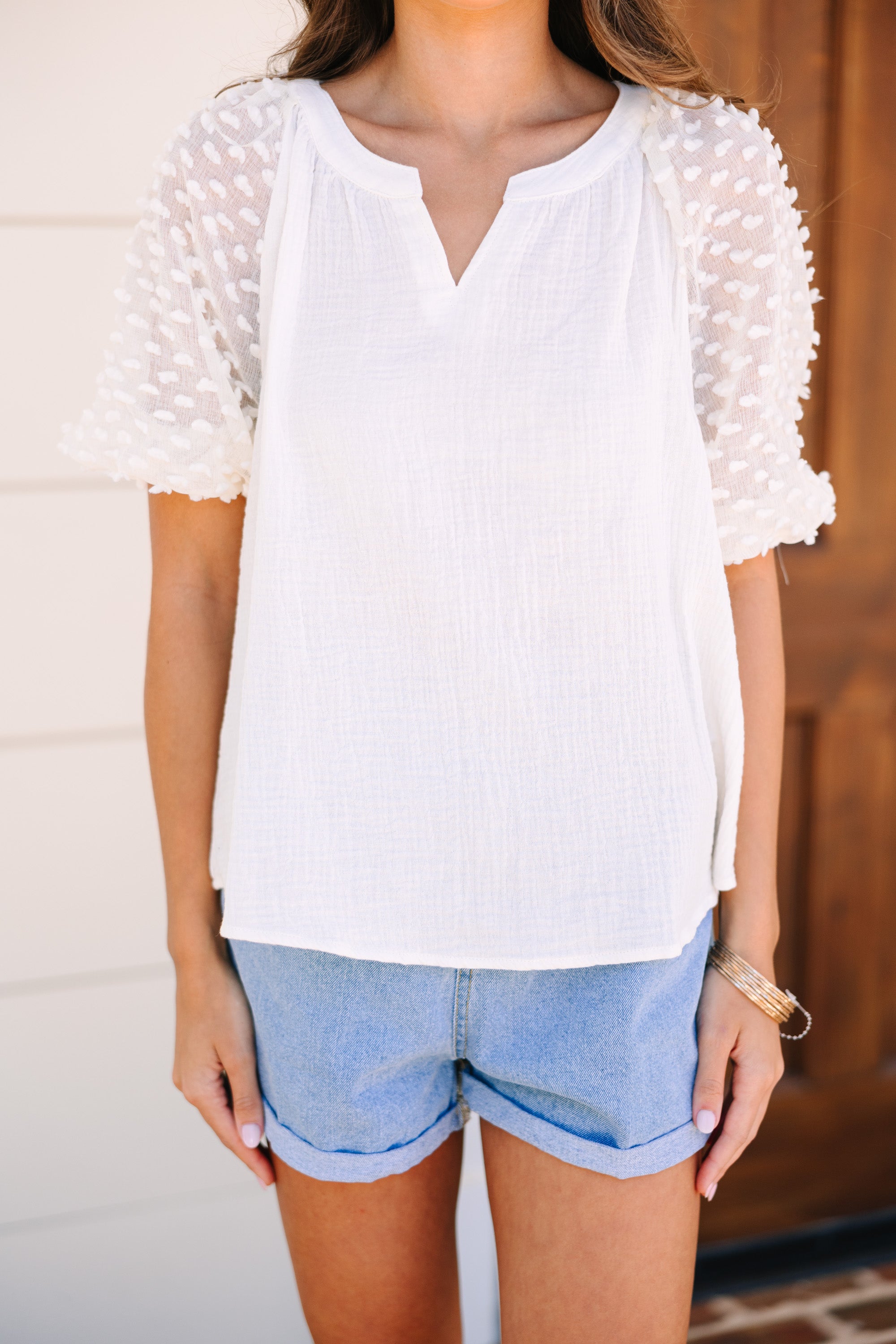 Love-Inspiring Cream White Cotton Blouse