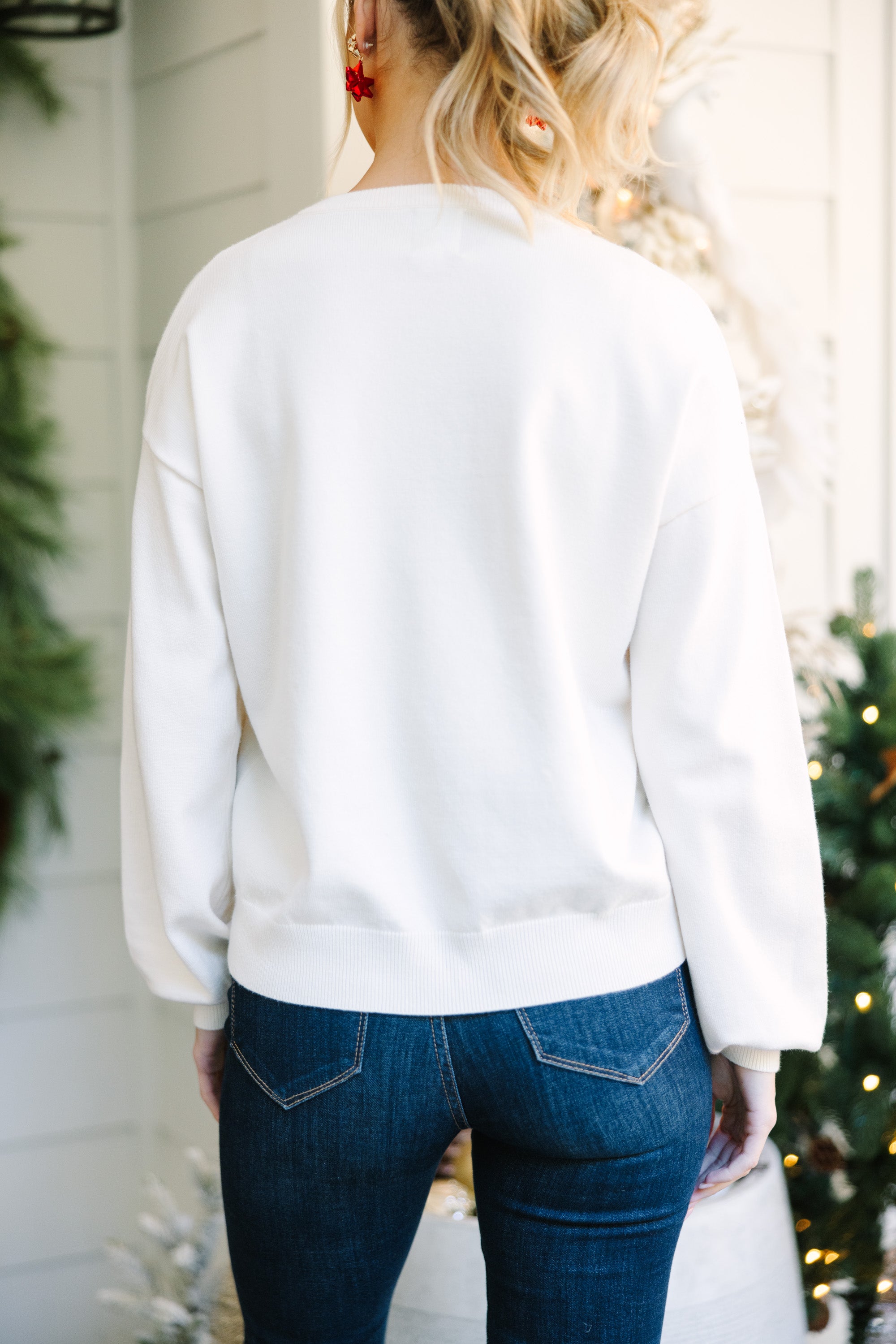 Sparkling All Is Bright White Sequin Christmas Sweater