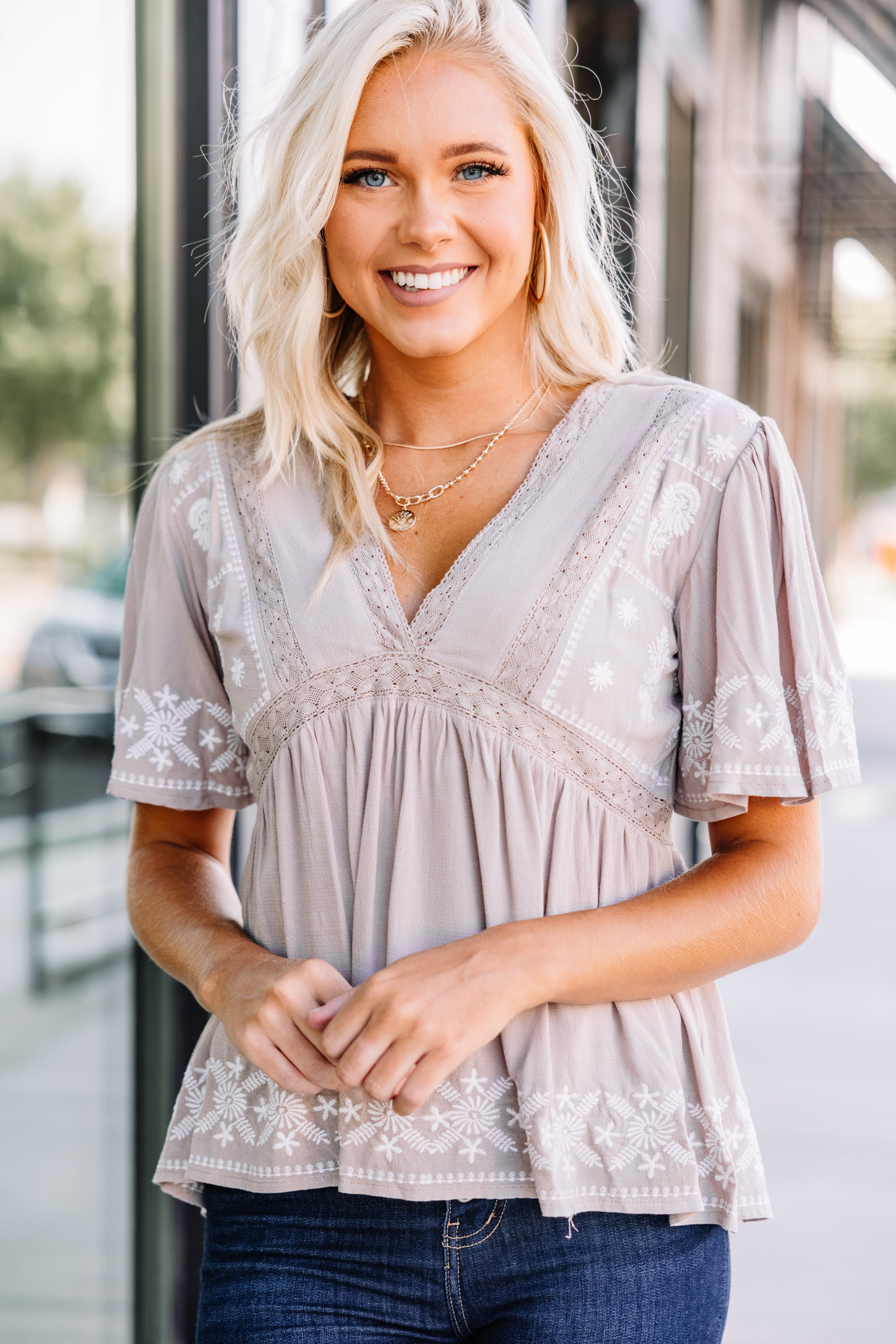 Be Your Best Sand Brown Embroidered Blouse - Look Stunning Anytime!