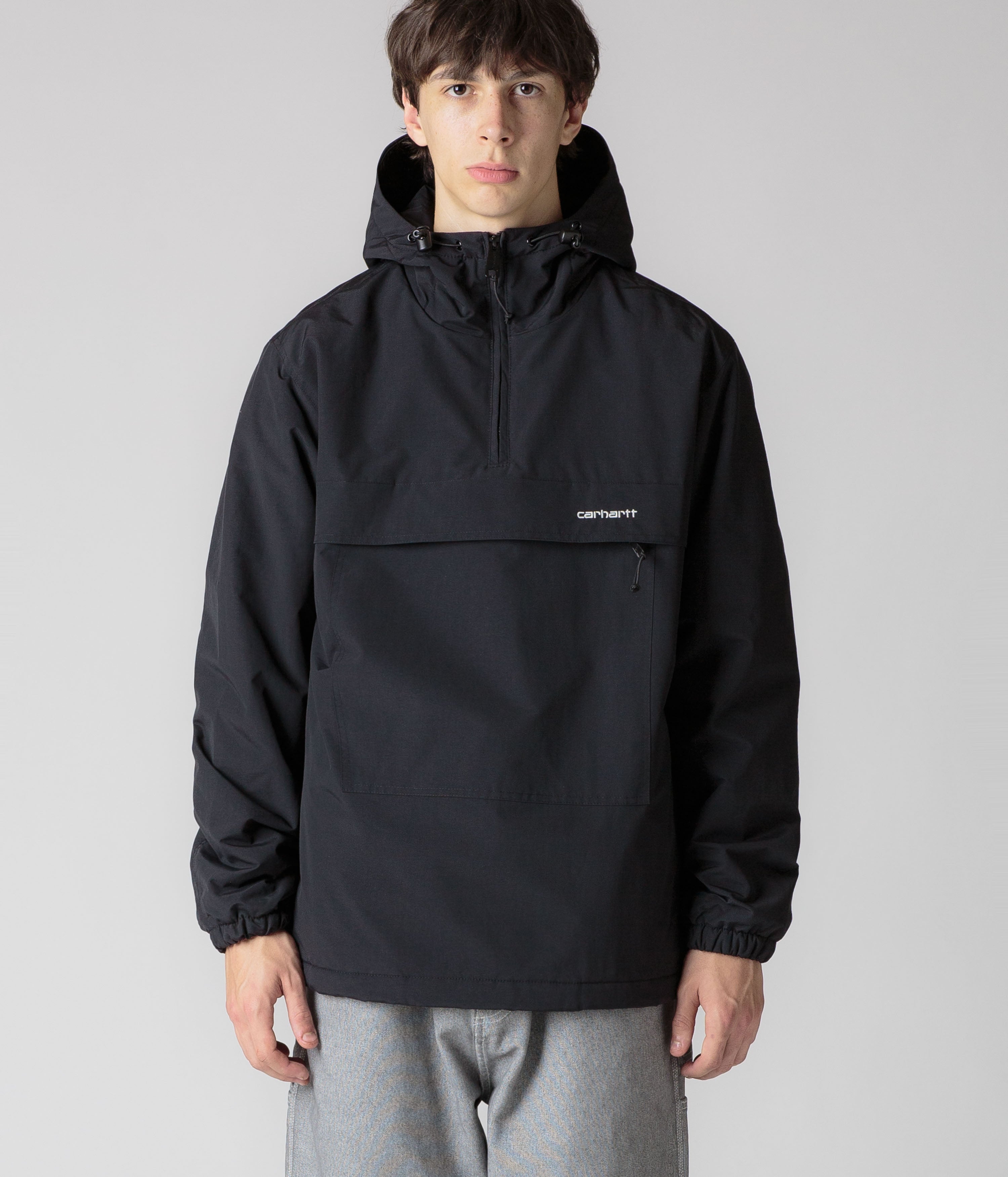 Carhartt Stylish Windbreaker Pullover Jacket - Striking Black & White