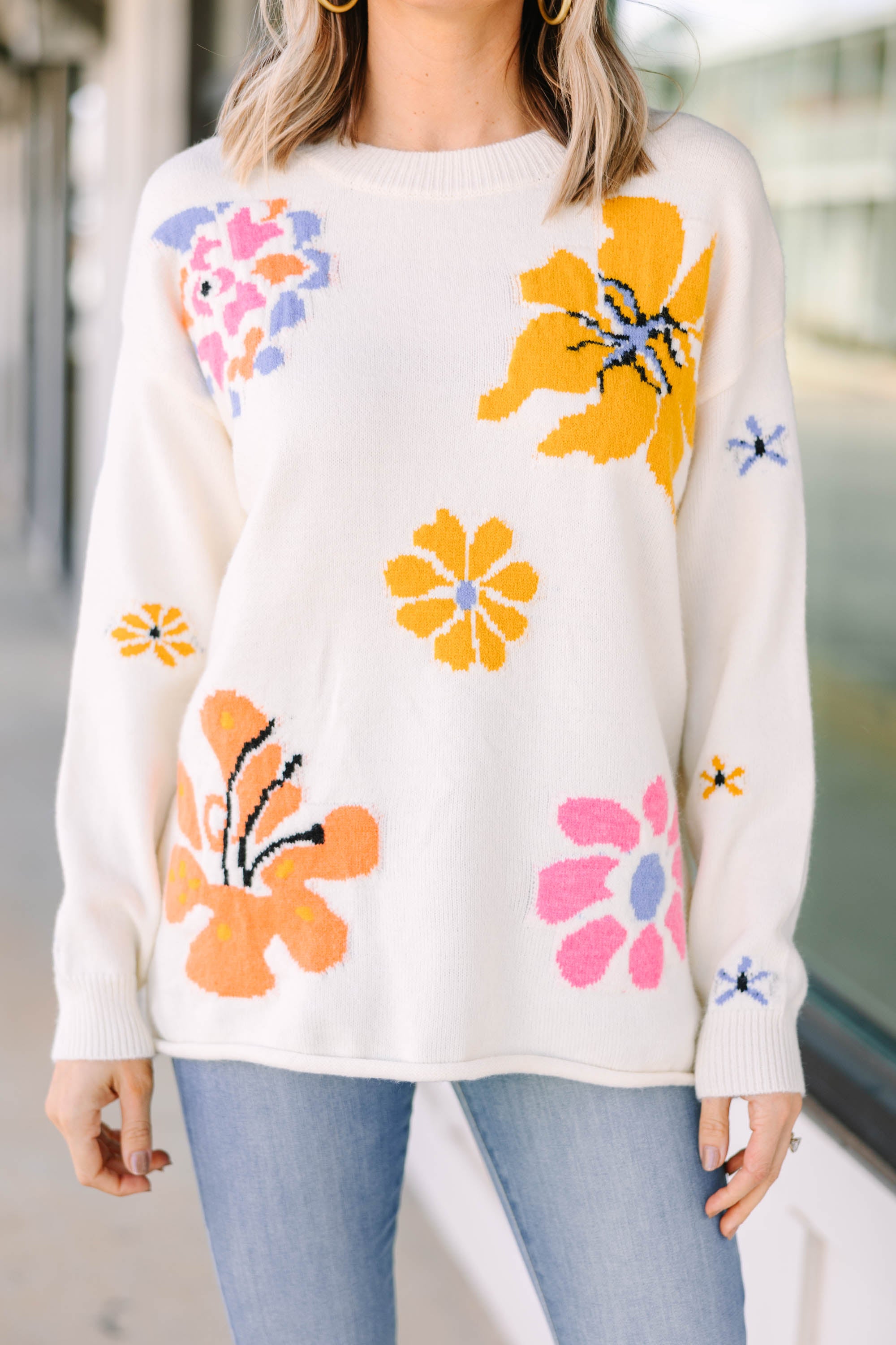 Gorgeous Ivory White Floral Sweater - A Must-Have!
