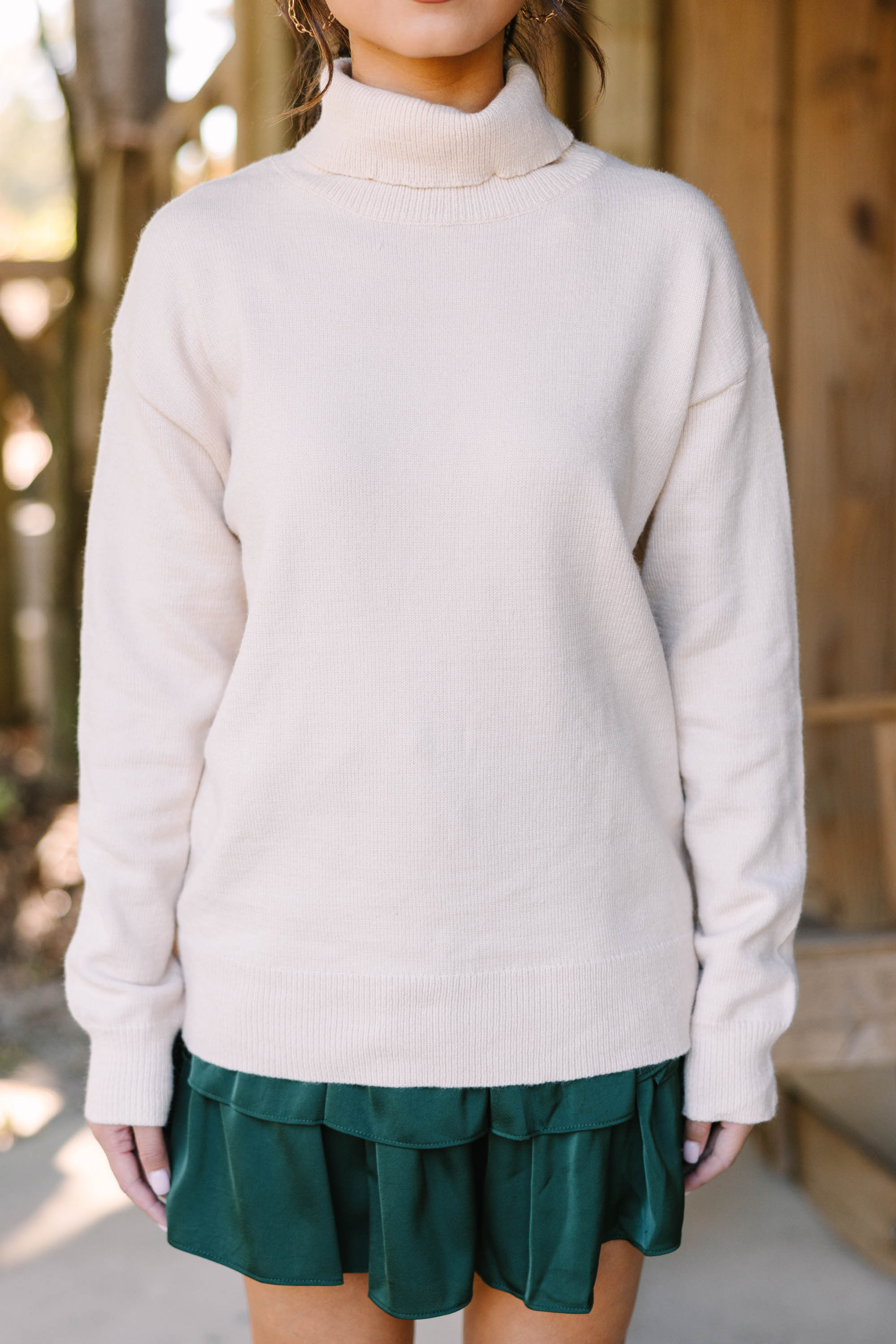 Feel Your Best! Natural White Turtleneck Sweater
