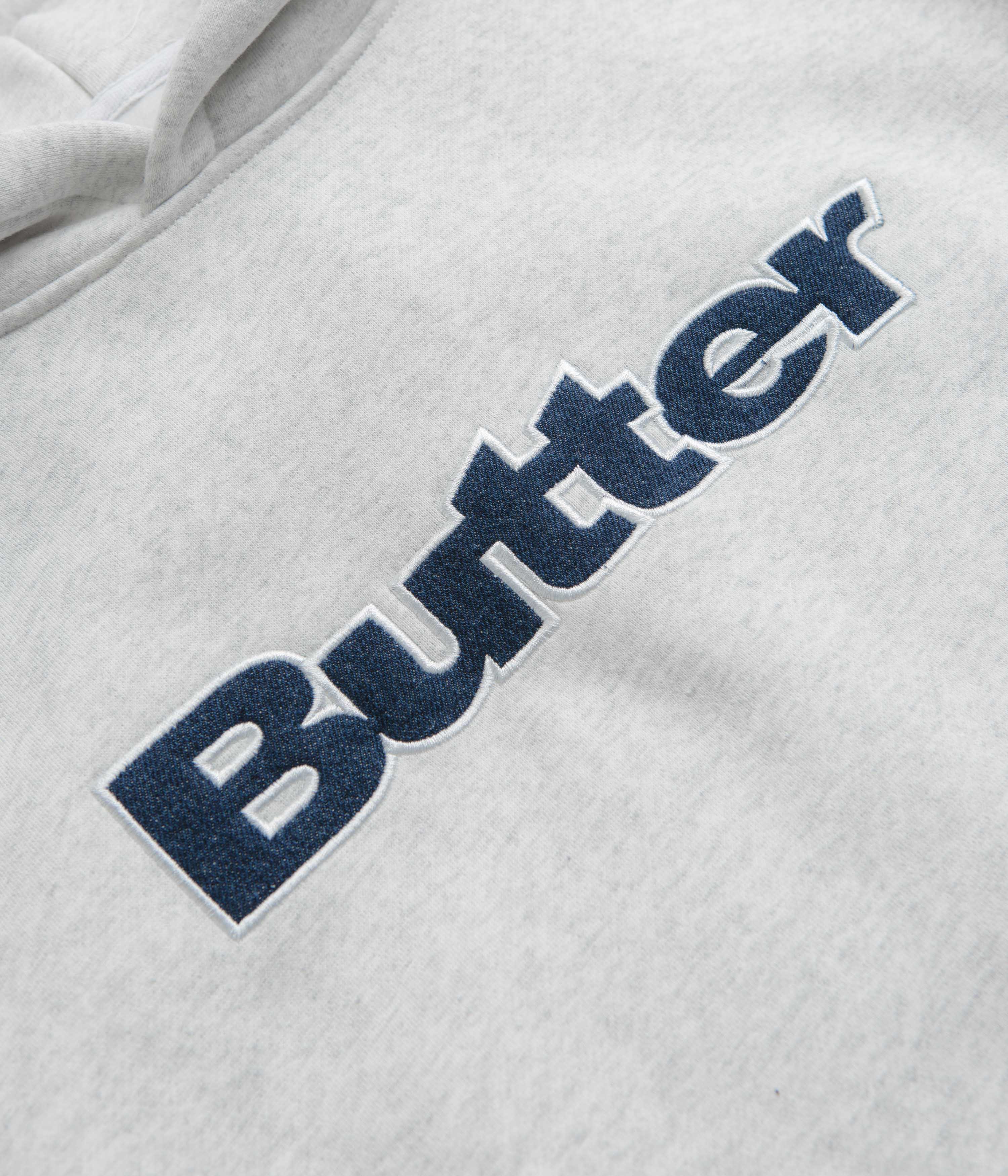 Butter Goods' Stunning Ash Logo Denim Applique Hoodie