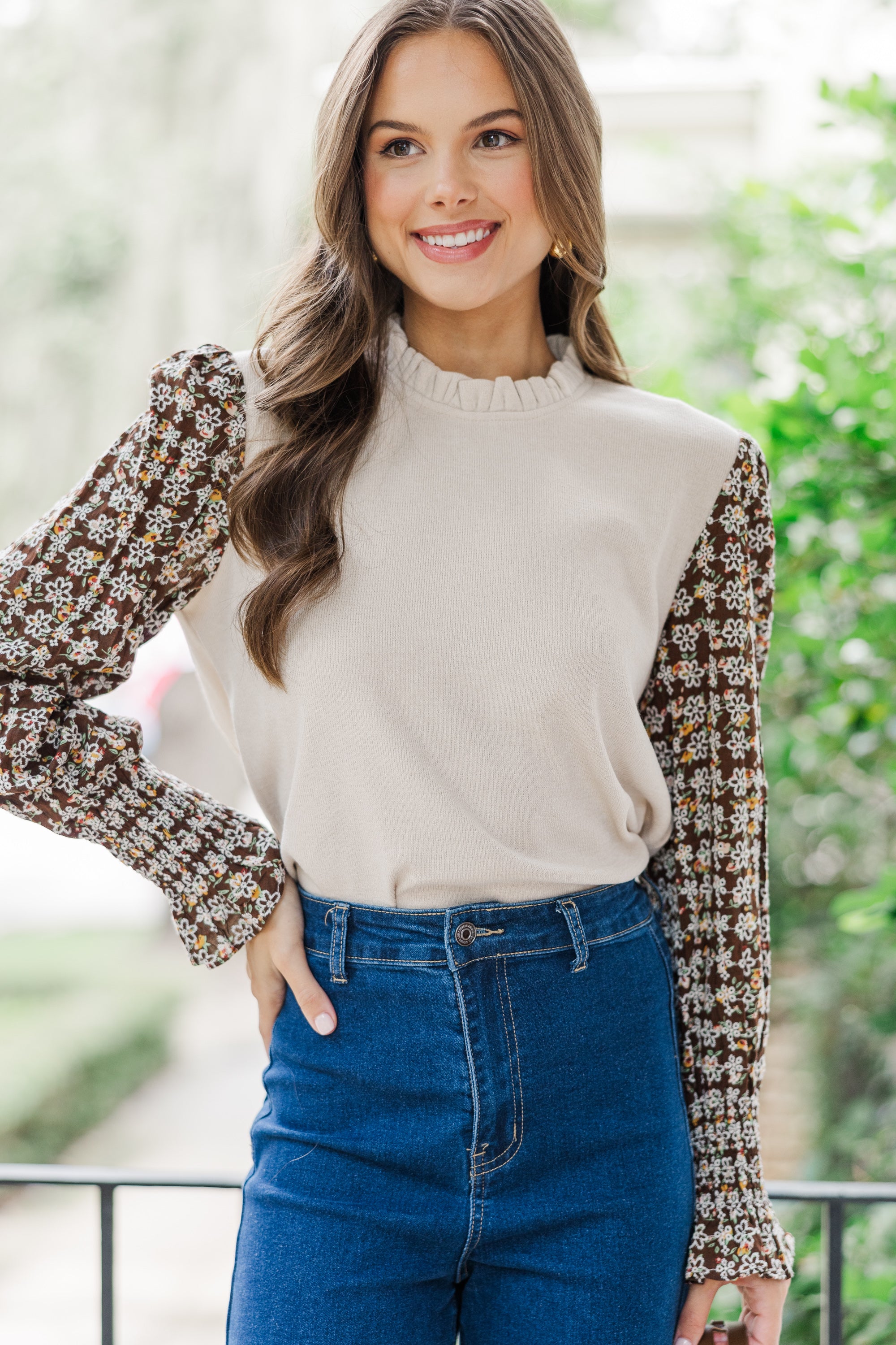 Joyful Cream Embroidered Blouse - Feel Happy Every Day!