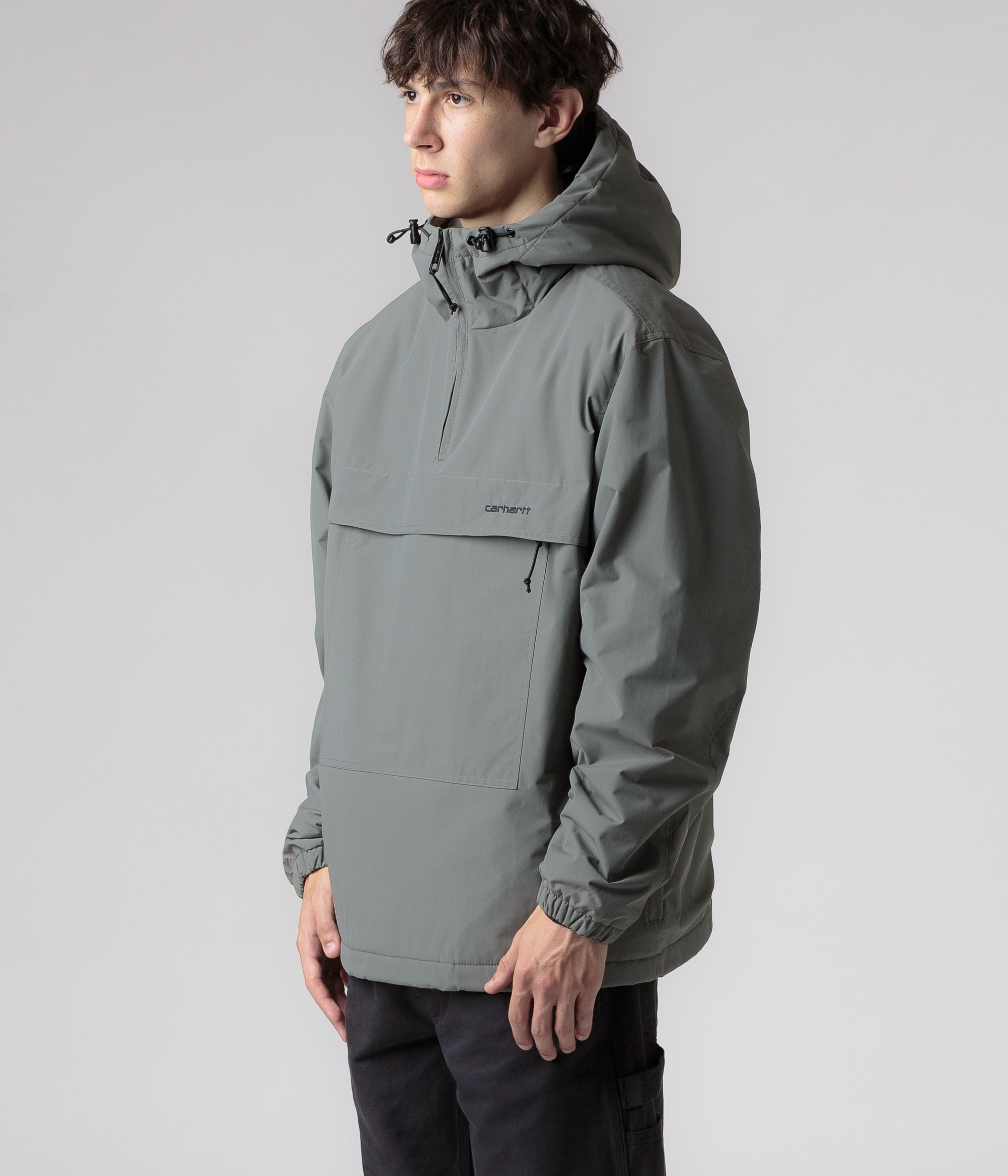 Carhartt Smoke Green/Black Windbreaker Pullover Jacket - A Must-Have!