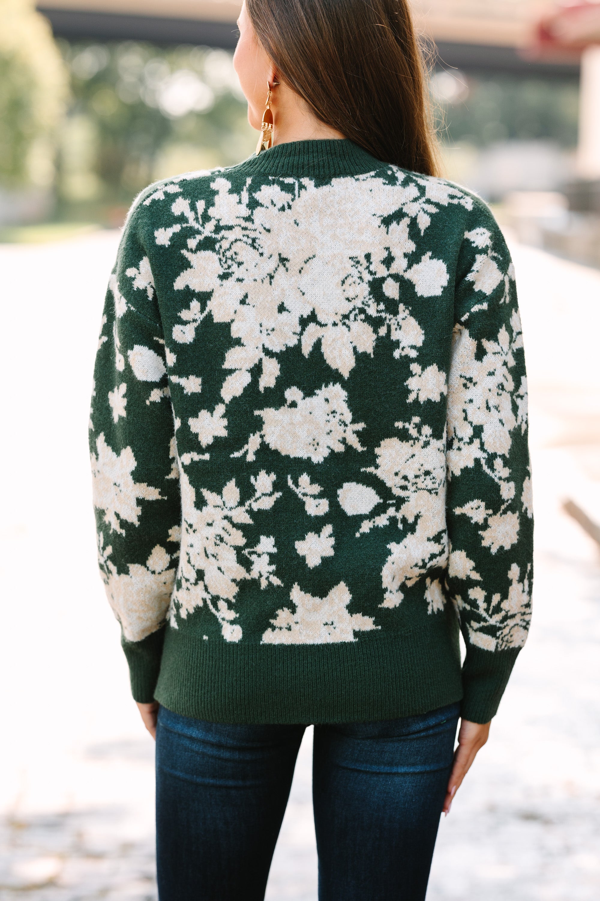 Gorgeous All In A Day Green Floral Sweater