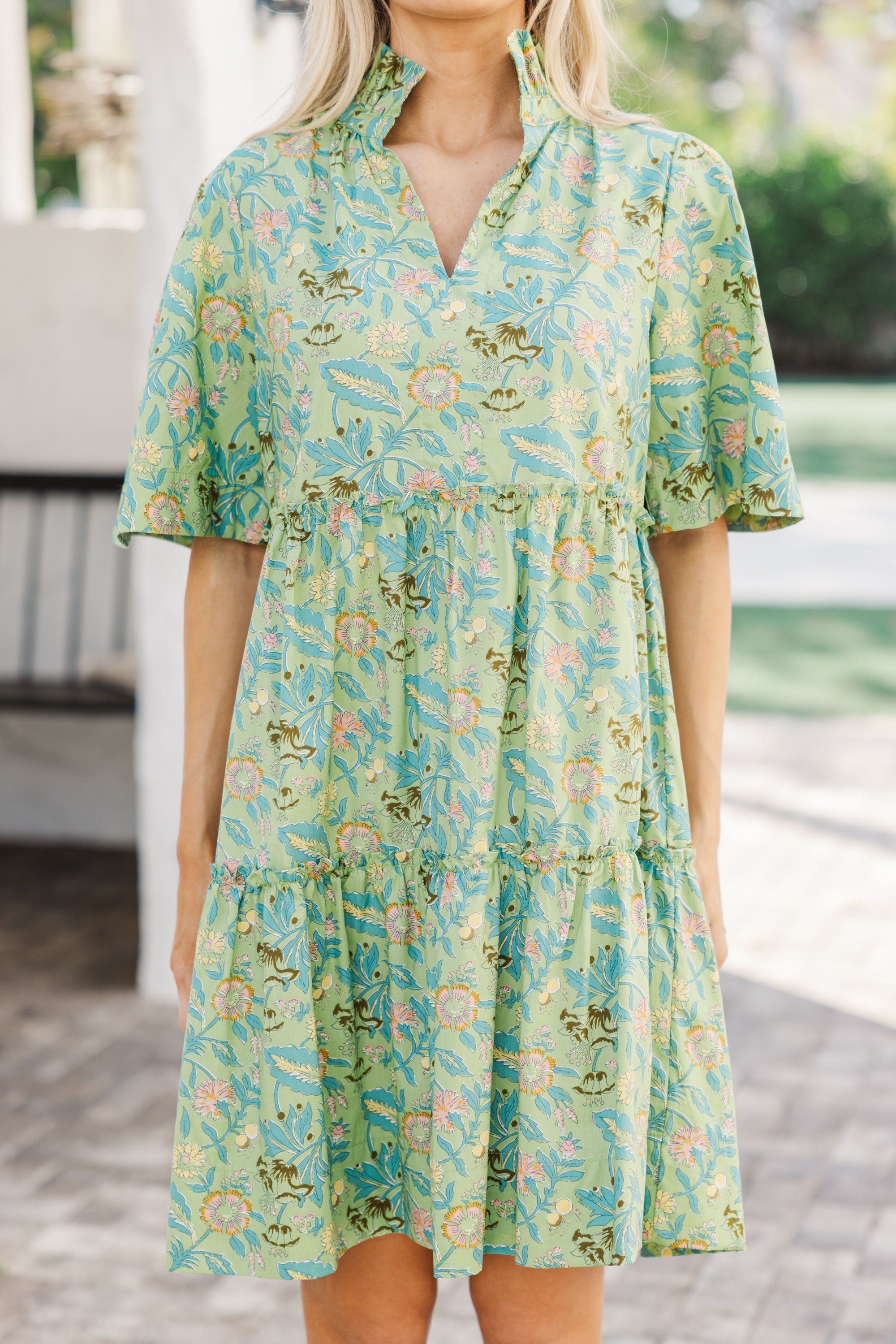 Gorgeous Green Floral Babydoll Dress for Your Best Look