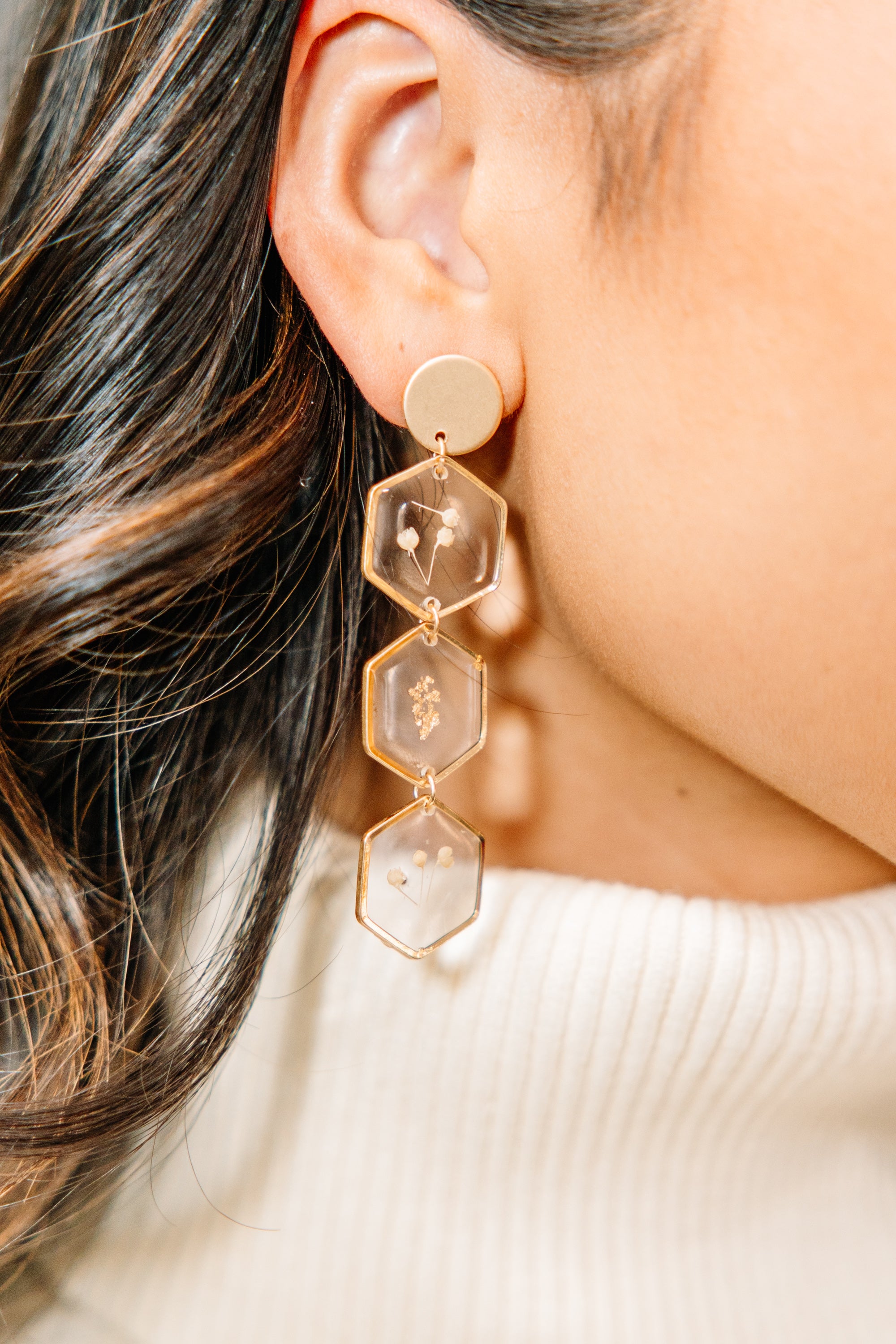 Gorgeous Got It All Gold Fleck Drop Earrings
