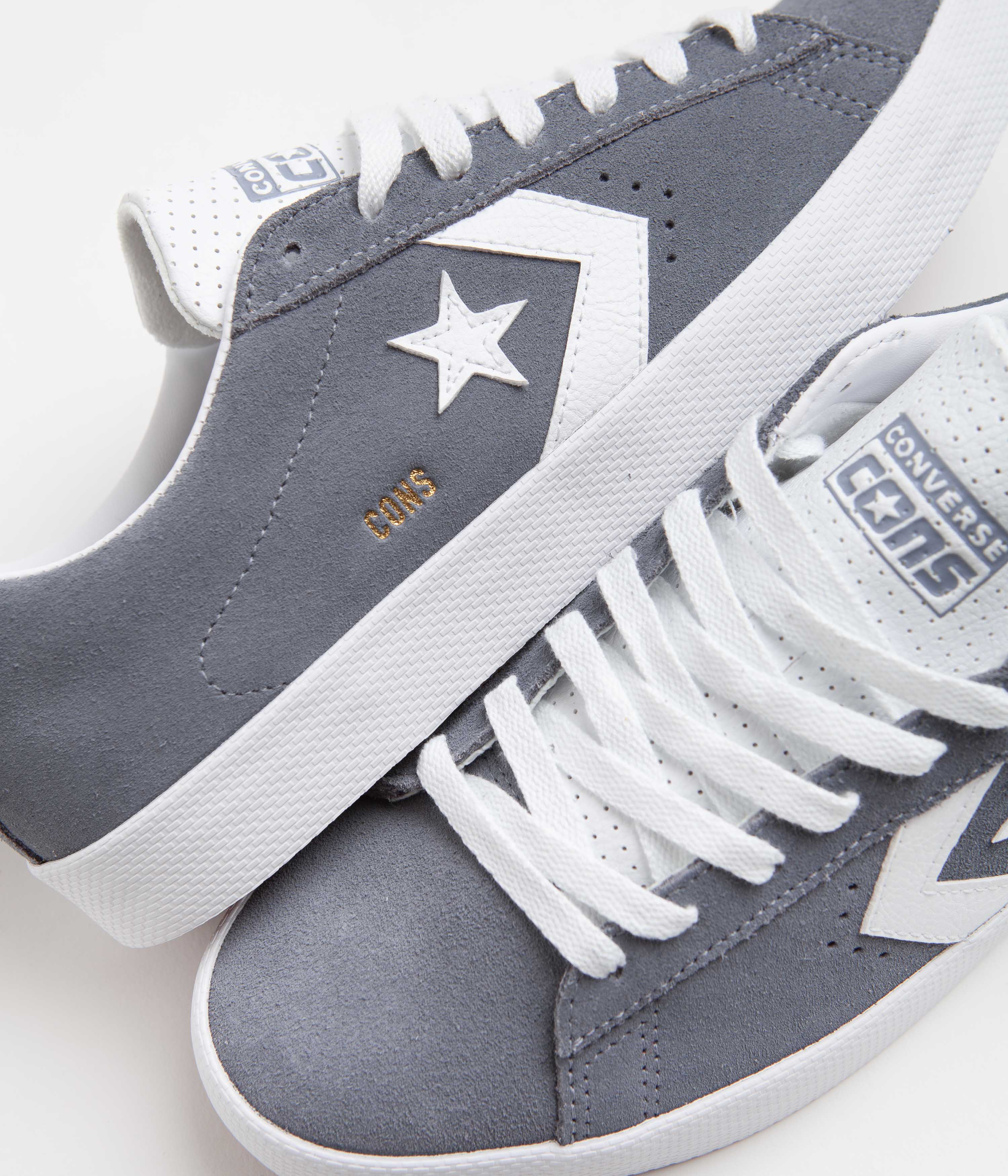 Converse Pro Leather Summer Ox Shoes - Stunning Lunar Grey / White / White