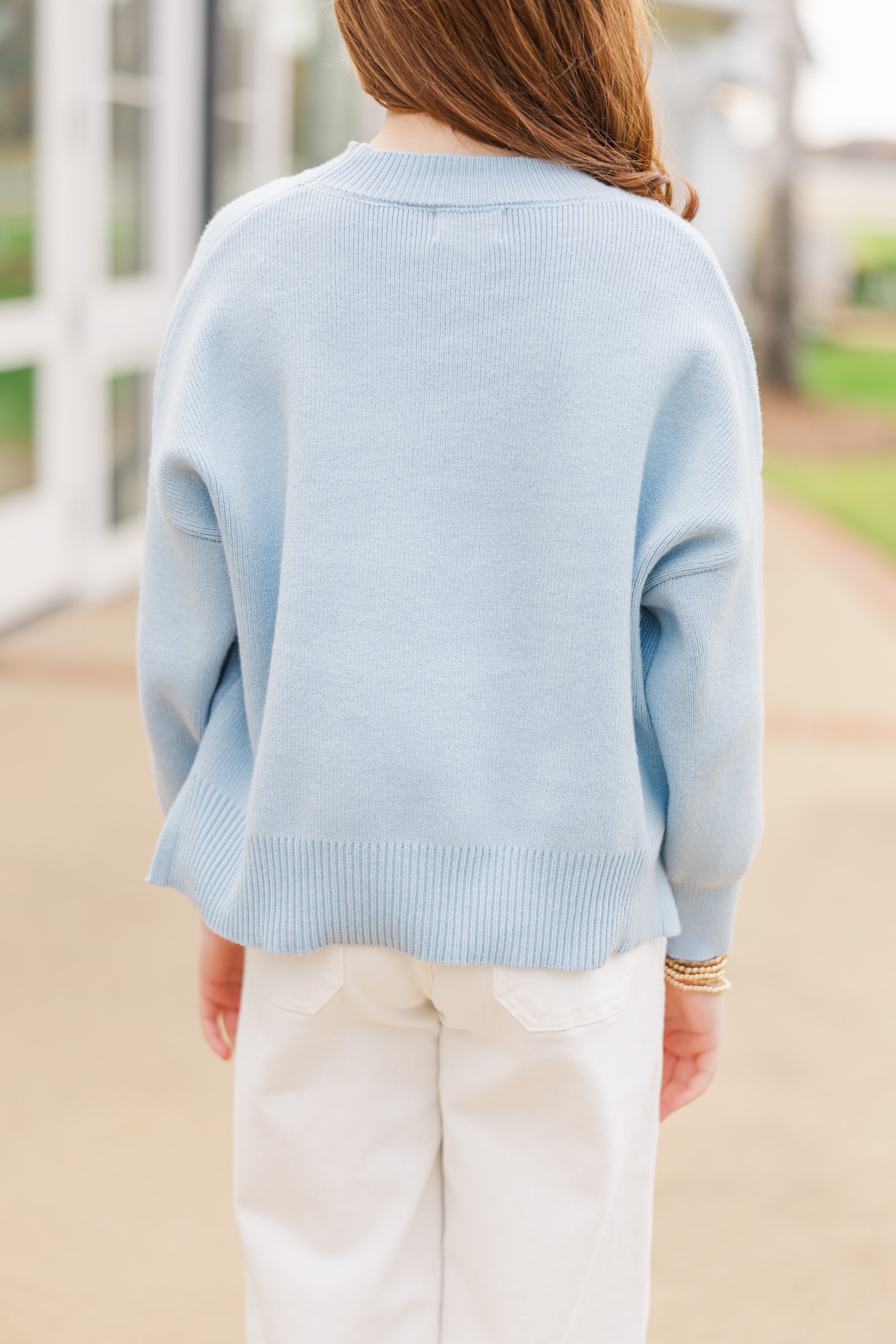 Girls' Dreamy Light Blue Mock Neck Sweater