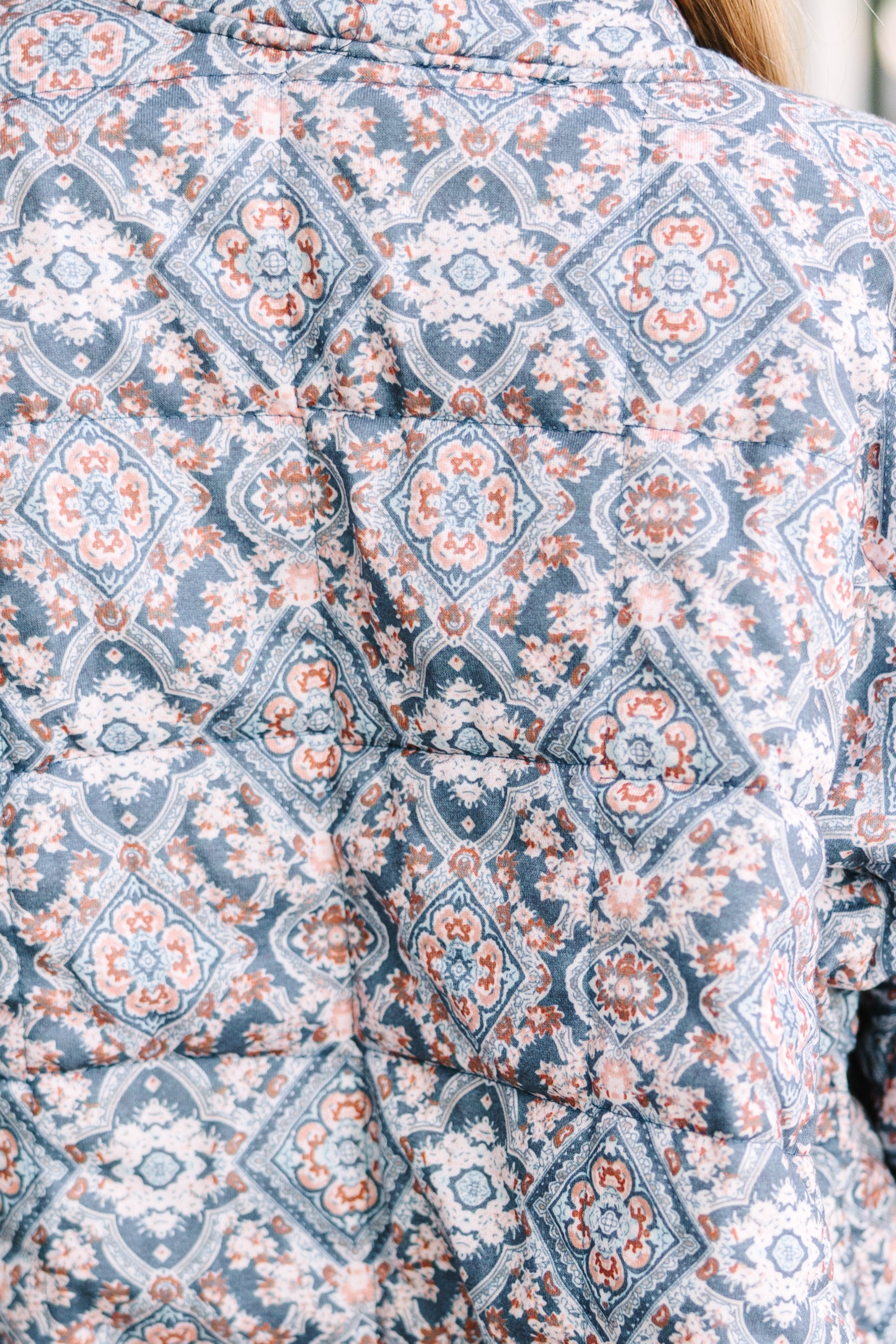 Gorgeous Girls' Blue Paisley Quilted Jacket: See Your Style Through!