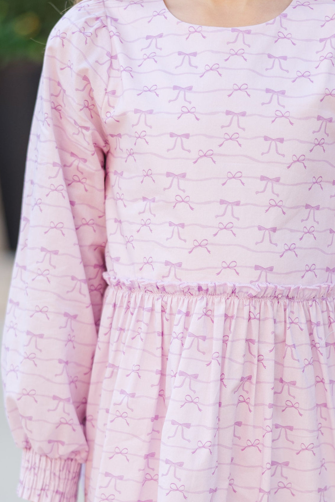 Girls' Lavender Bow Print Dress: A Must - Have for Special Days