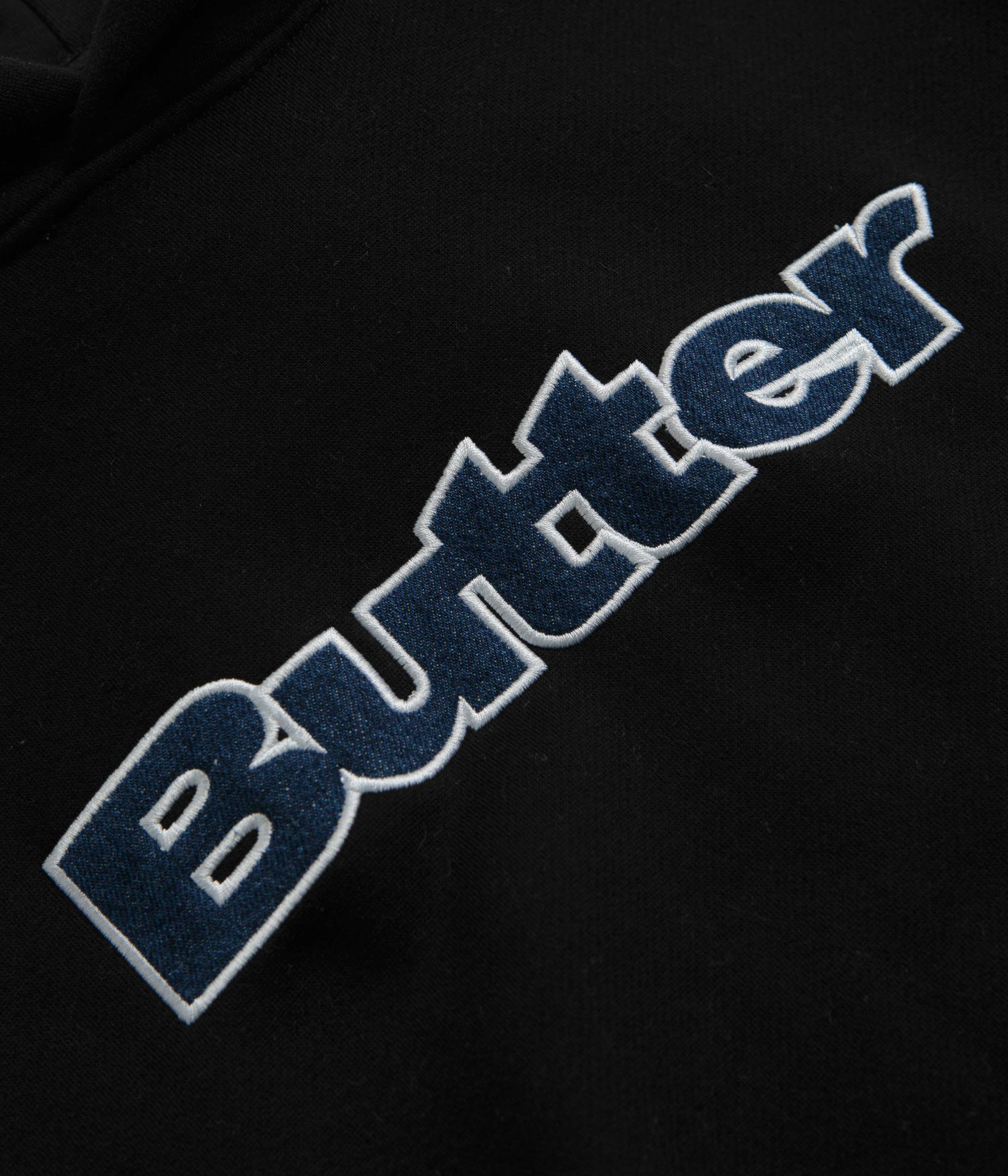 Butter Goods Stunning Black Logo Denim Applique Hoodie - Grab Yours Now!