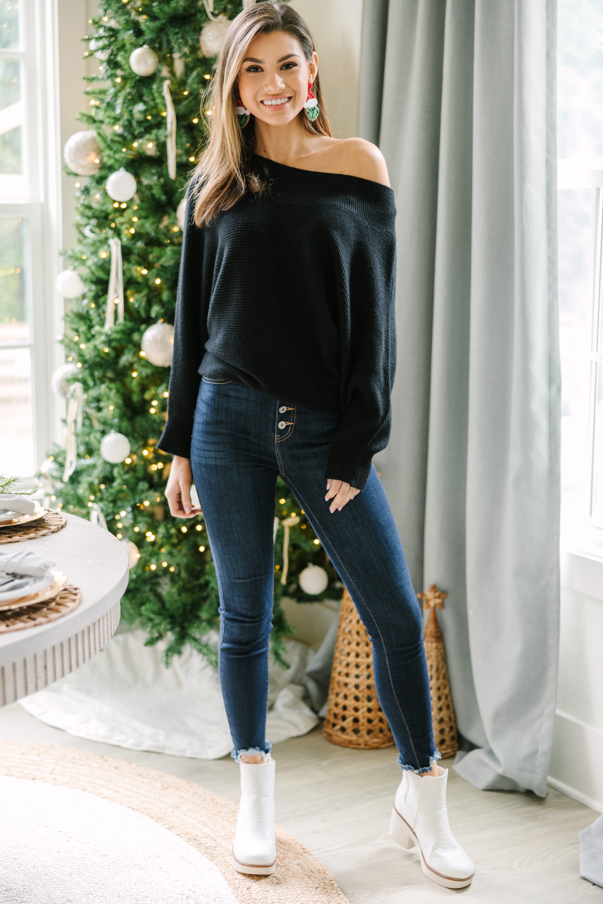 Alluring All On You Black Off-Shoulder Sweater