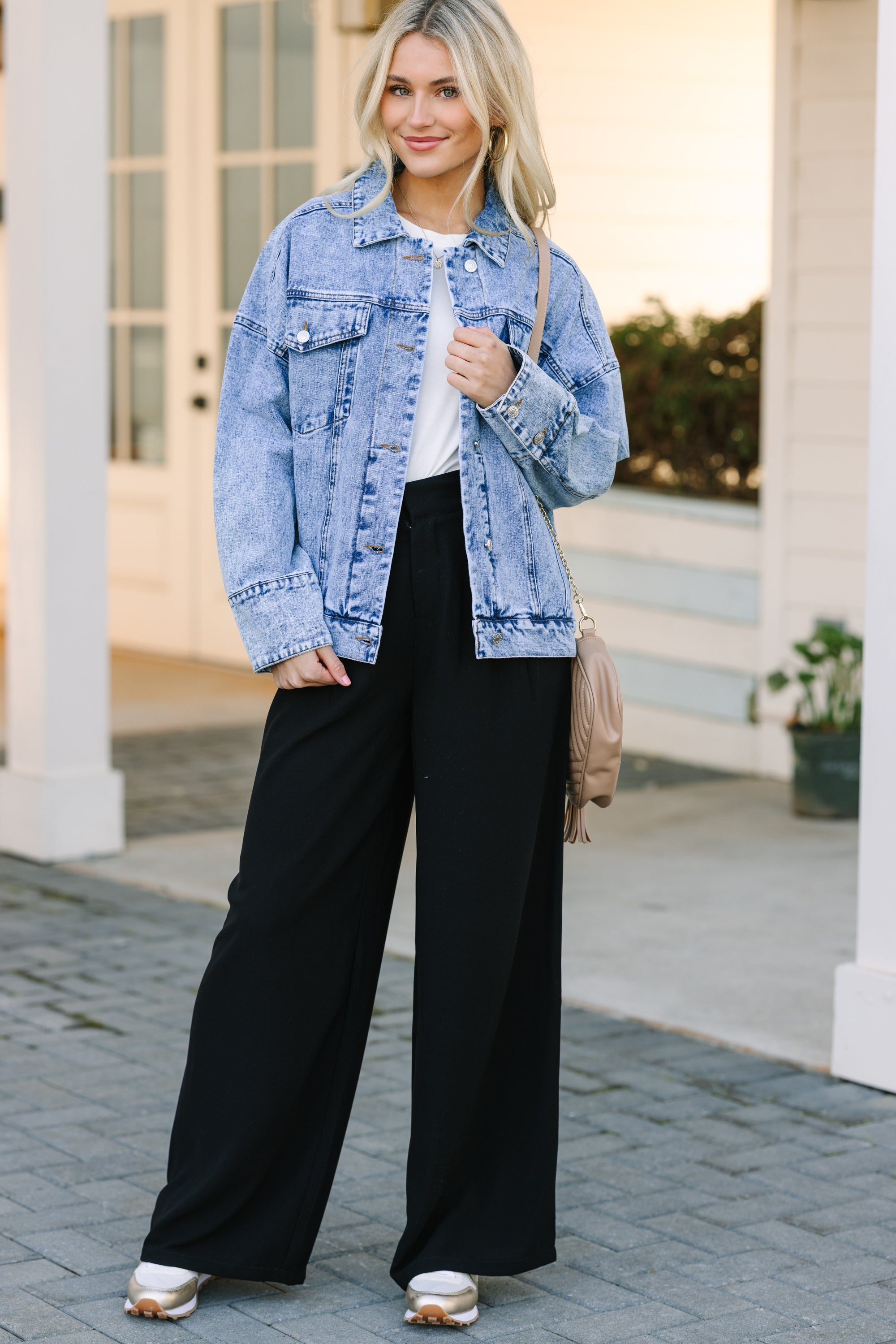 Trendy Back To You Medium Wash Acid Wash Denim Jacket