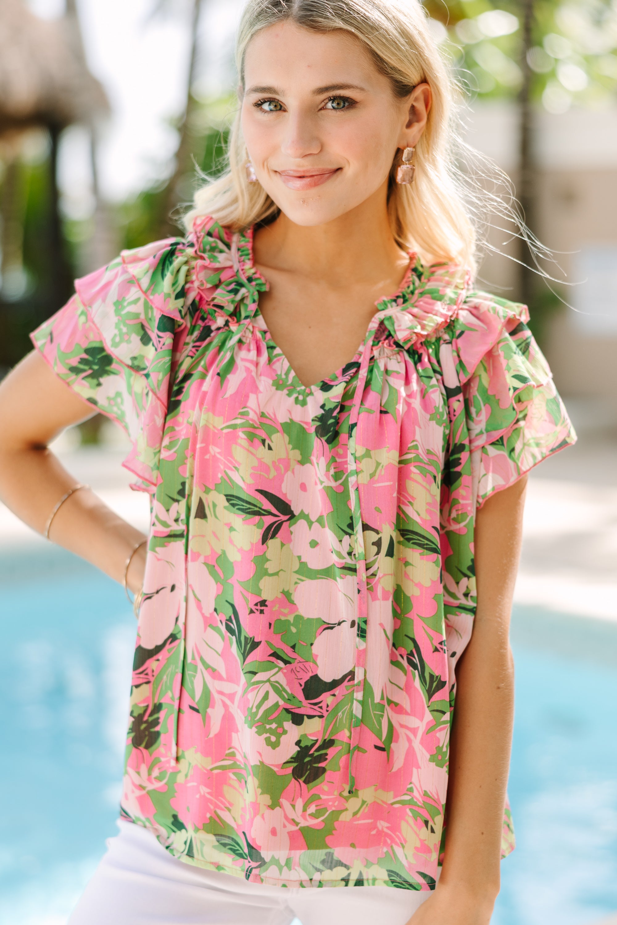 Be There Floral Pink Spring/Summer Floral Blouse
