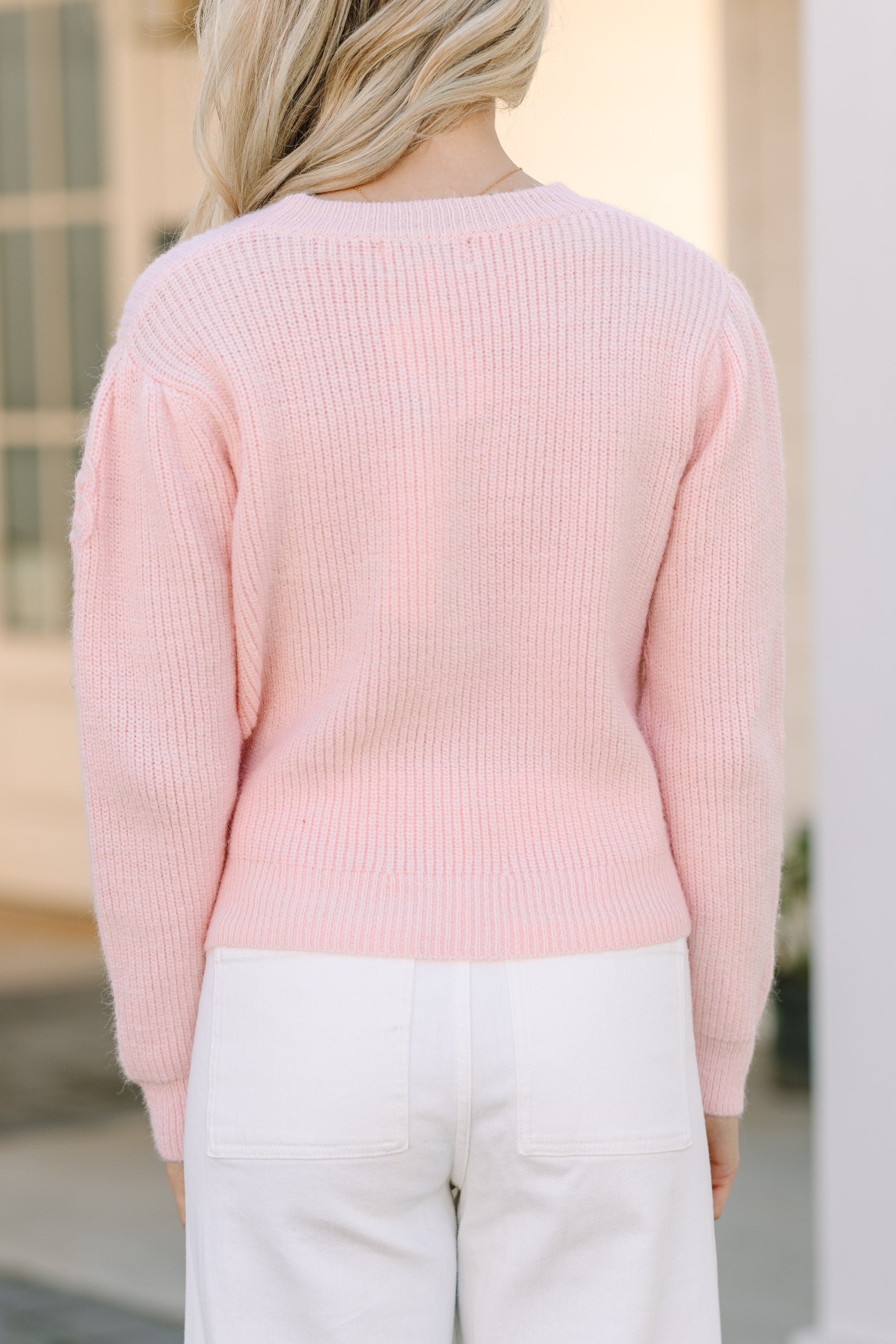 Enchanting Happy Travels Pink Rose Embellished Sweater