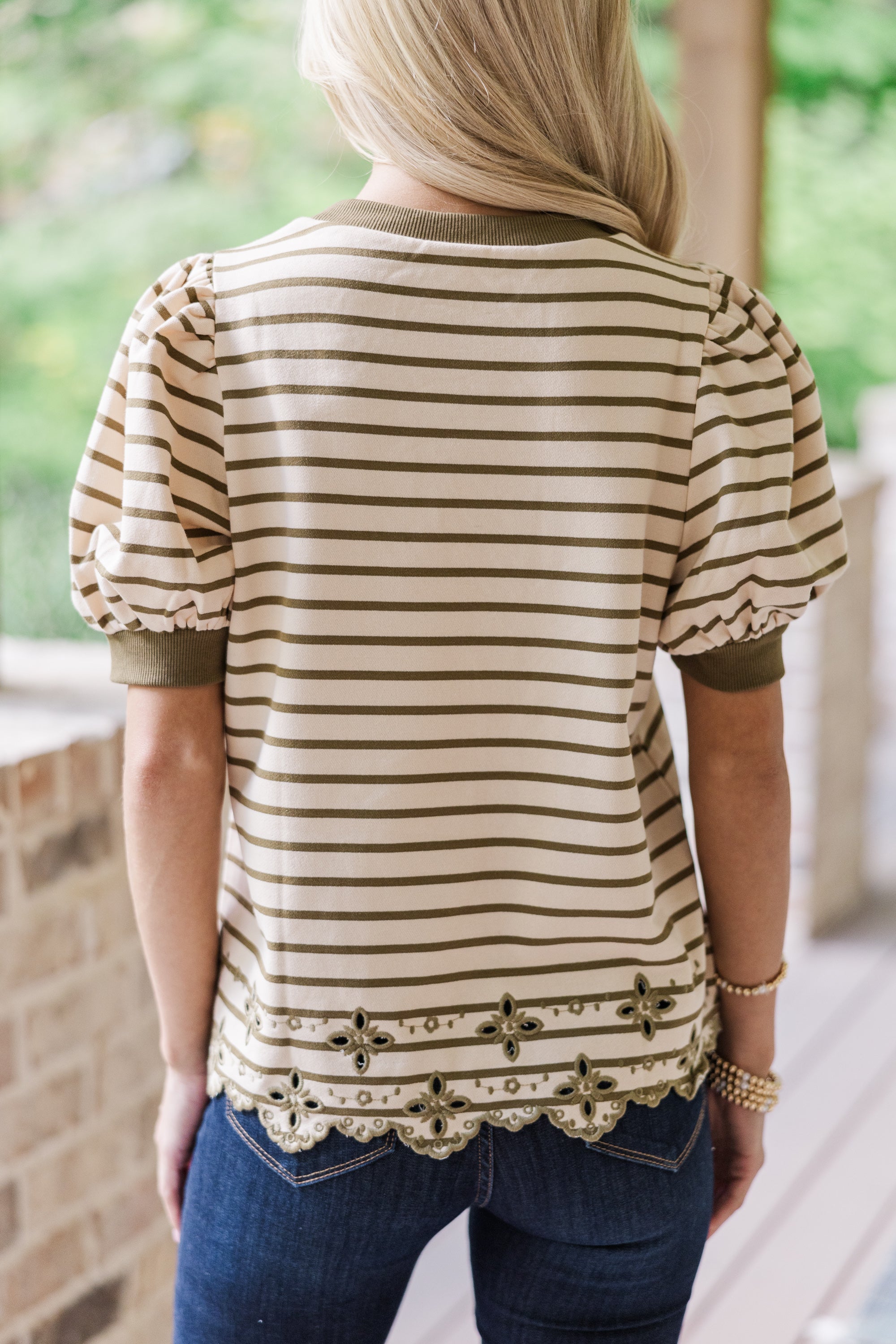 Gorgeous All Is New Olive Green Striped Blouse - Must - Have!